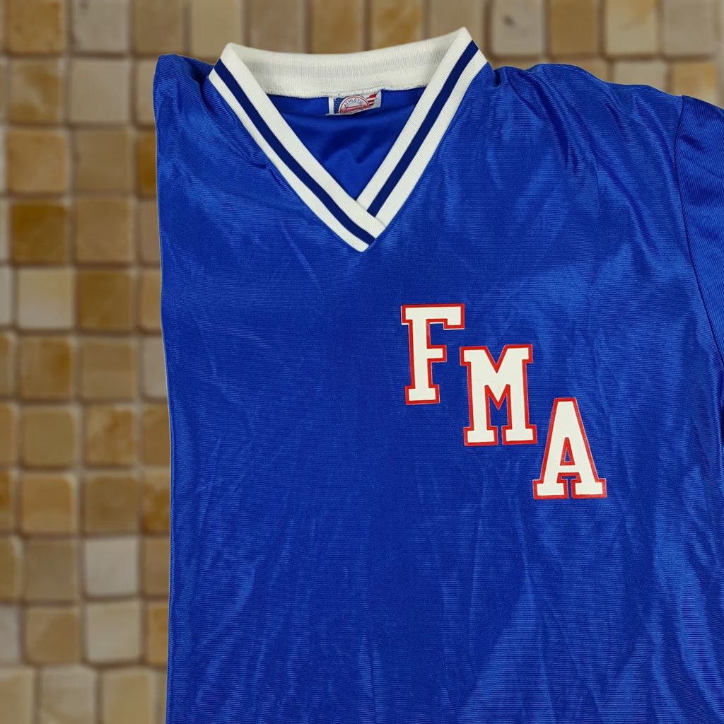 Vintage VINTAGE Merrygarden FMA Currin Soccer Jersey Short Sleeve Shirt Mens L Blue USA Made Size US L / EU 52-54 / 3 - 1 Thumbnail