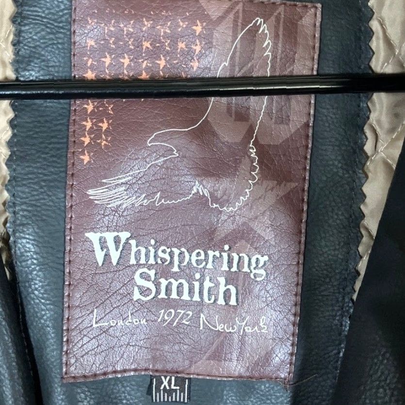 Vintage Whispering Smith Mens Jacket Black Stripes Full Zip Faux Leather Motorcycle XL Jacket Size US XL / EU 56 / 4 - 6 Thumbnail