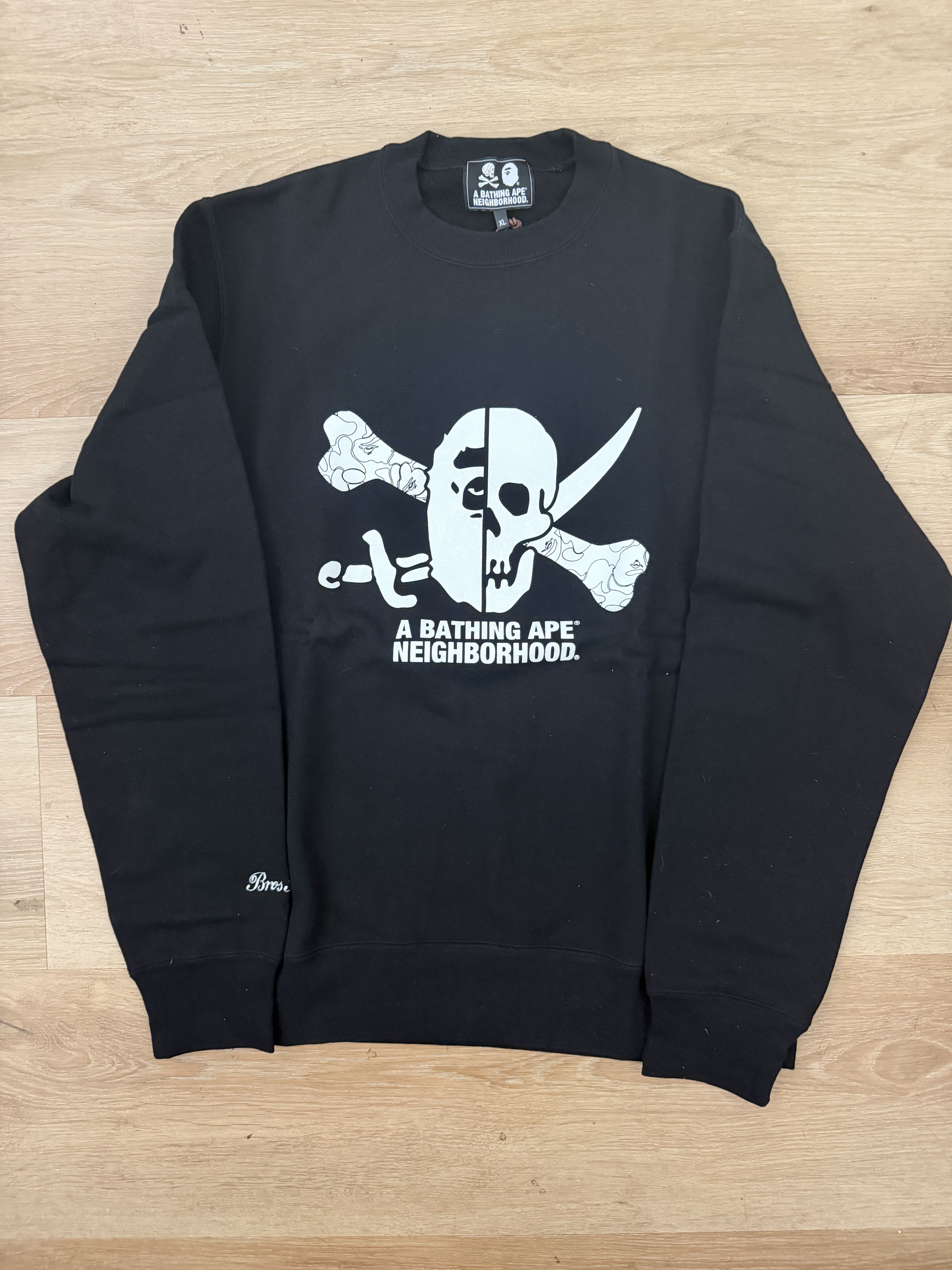 BAPE X Neighborhood Ape & Skull Crewneck Black