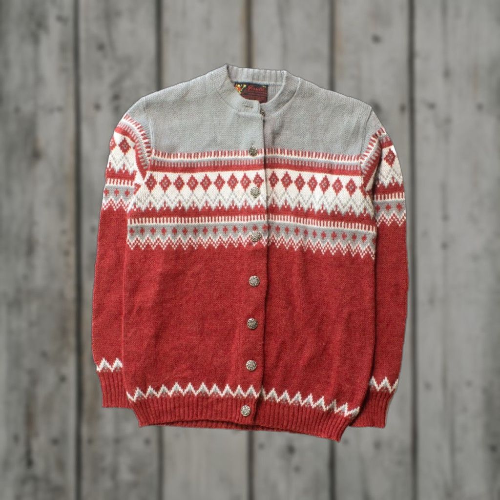 Vintage VINTAGE Jersild Cardigan Sweater Shirt Adult Medium Red 1980s Mens Women Girls Unisex 18” Chest 24” Length Acrylic Size M / US 6-8 / IT 42-44 - 1 Thumbnail
