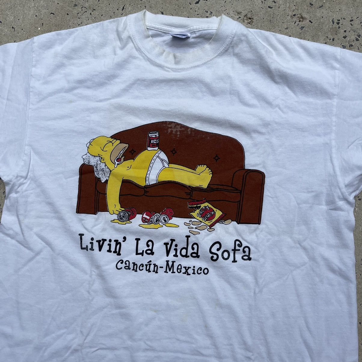 The Simpsons Vintage 90s HOMER SIMPSON LIVIN LA VIDA SOFA Shirt Size US XL / EU 56 / 4 - 2 Thumbnail