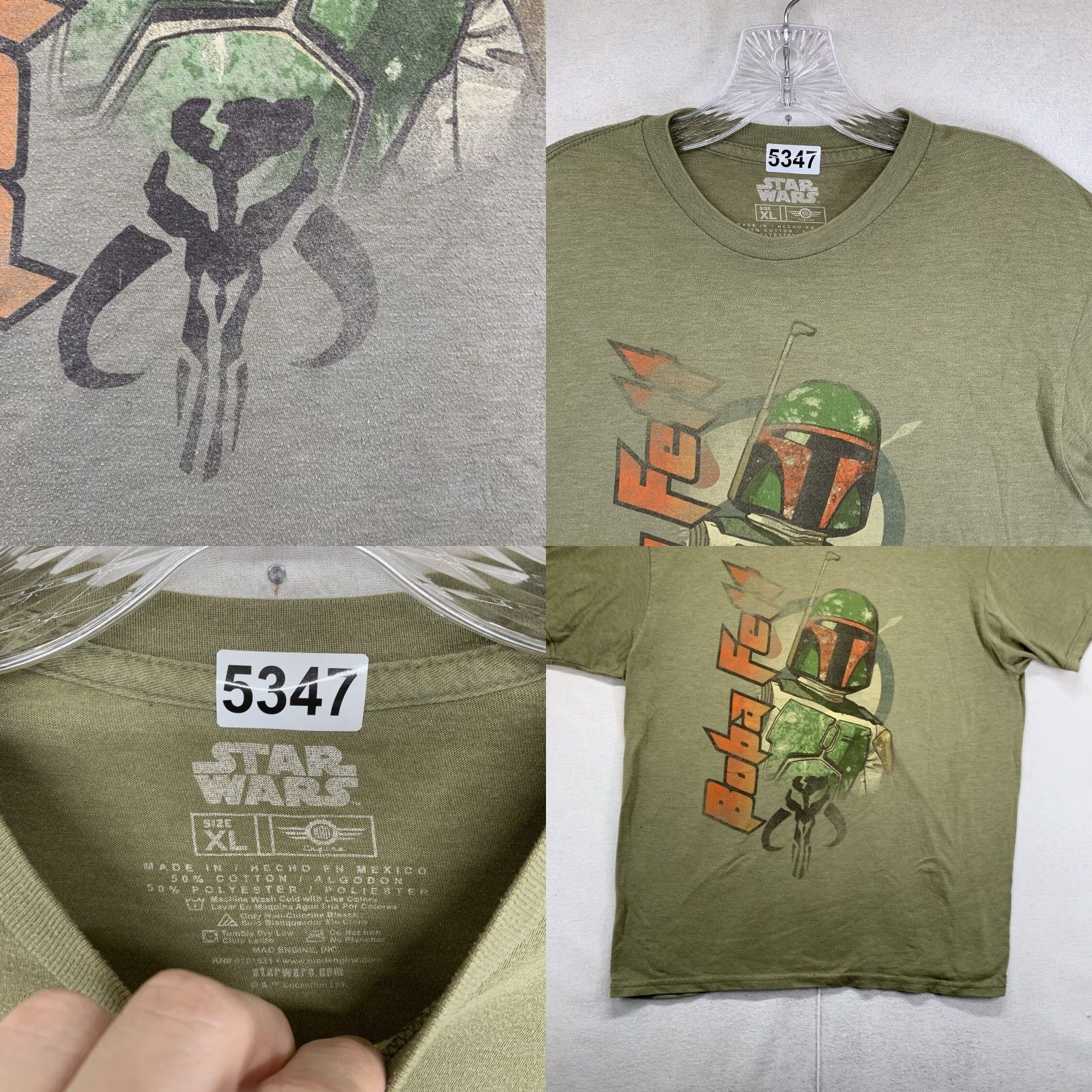 Star Wars STAR WARS Boba Fett Graphic Tee Shirt Unisex Adult Large Military Green Short Sleeve Size US L / EU 52-54 / 3 - 8 Thumbnail