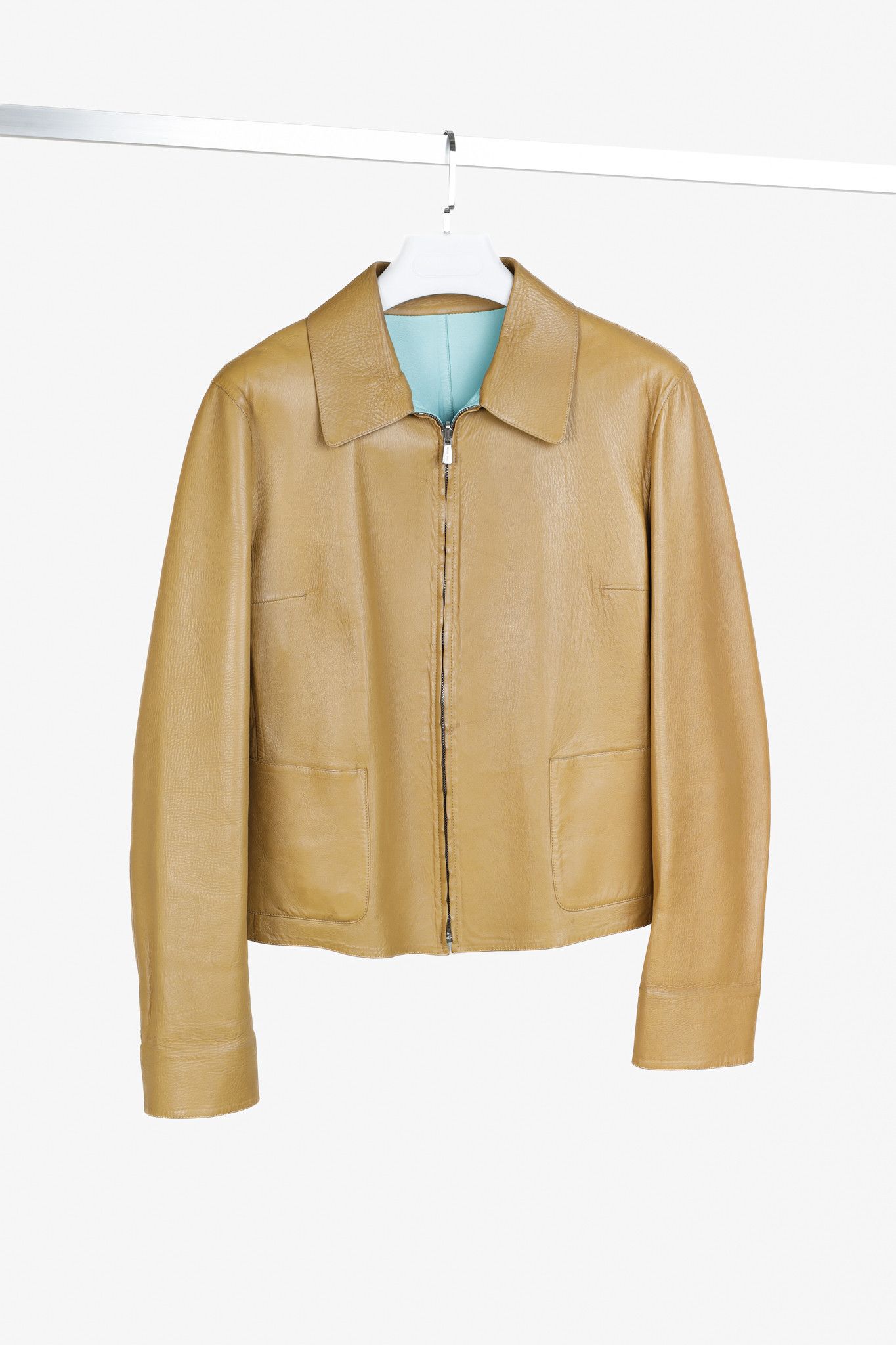 Loro Piana Loro Piana Tan Turquoise Reversible Leather Jacket Size L / US 10 / IT 46 - 1 Thumbnail
