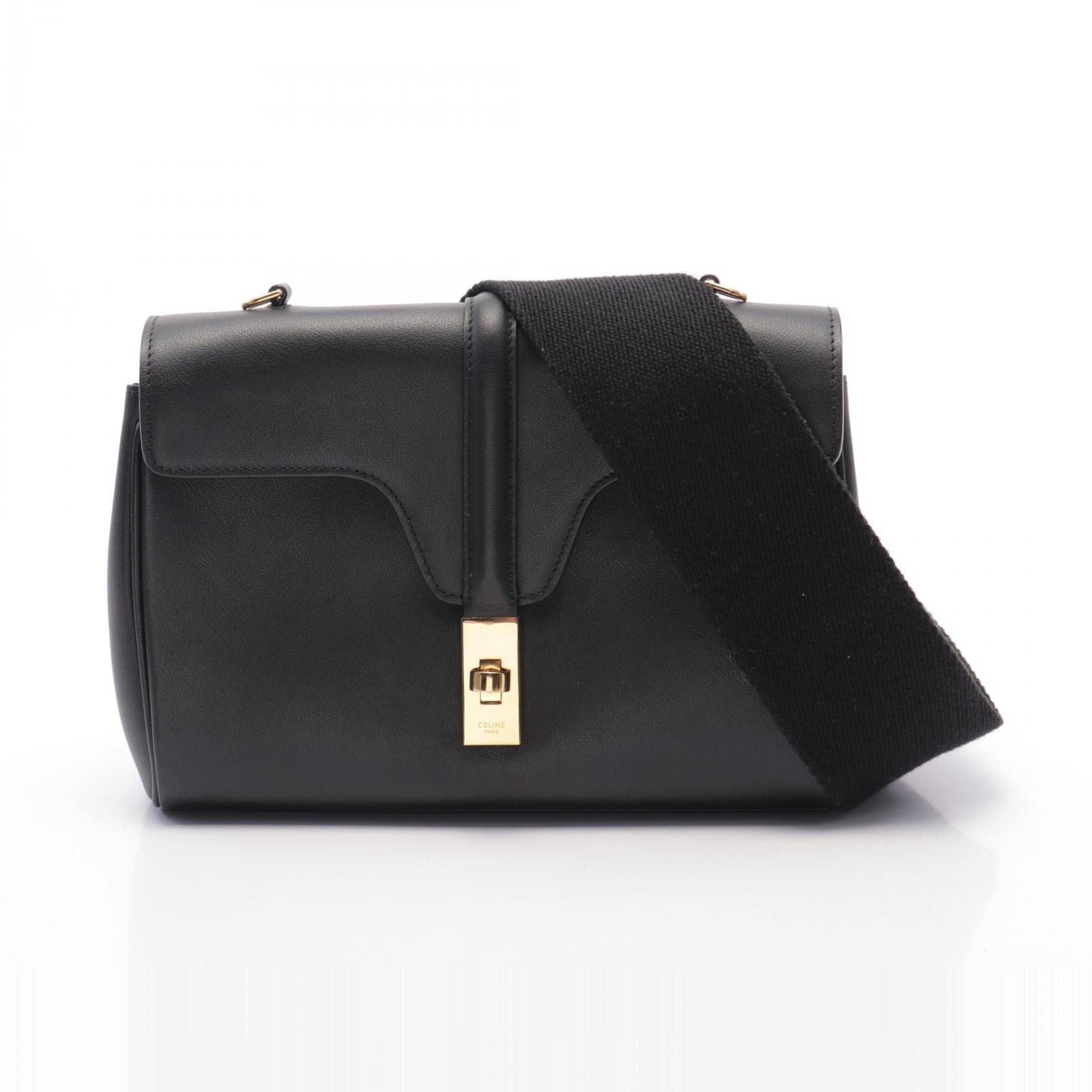 Celine Celine Teen Soft 16 Calfskin Shoulder Bag Leather Shoulder Bag 196853Cr4 in Black, Women's