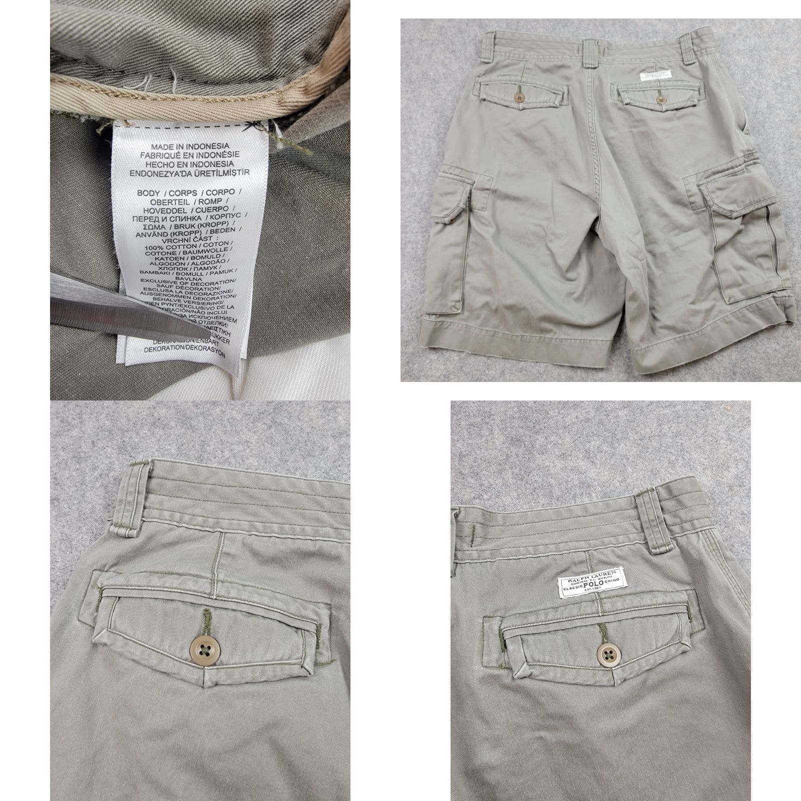 Polo Ralph Lauren Polo Ralph Lauren Cargo Shorts Mens 33 Green Gray Canvas Inseam 9in Pocket Logo Button Zip Casual Travel Preppy 90s American Outdoor Mens Size US XS / EU 42 / 0 - 8 Thumbnail