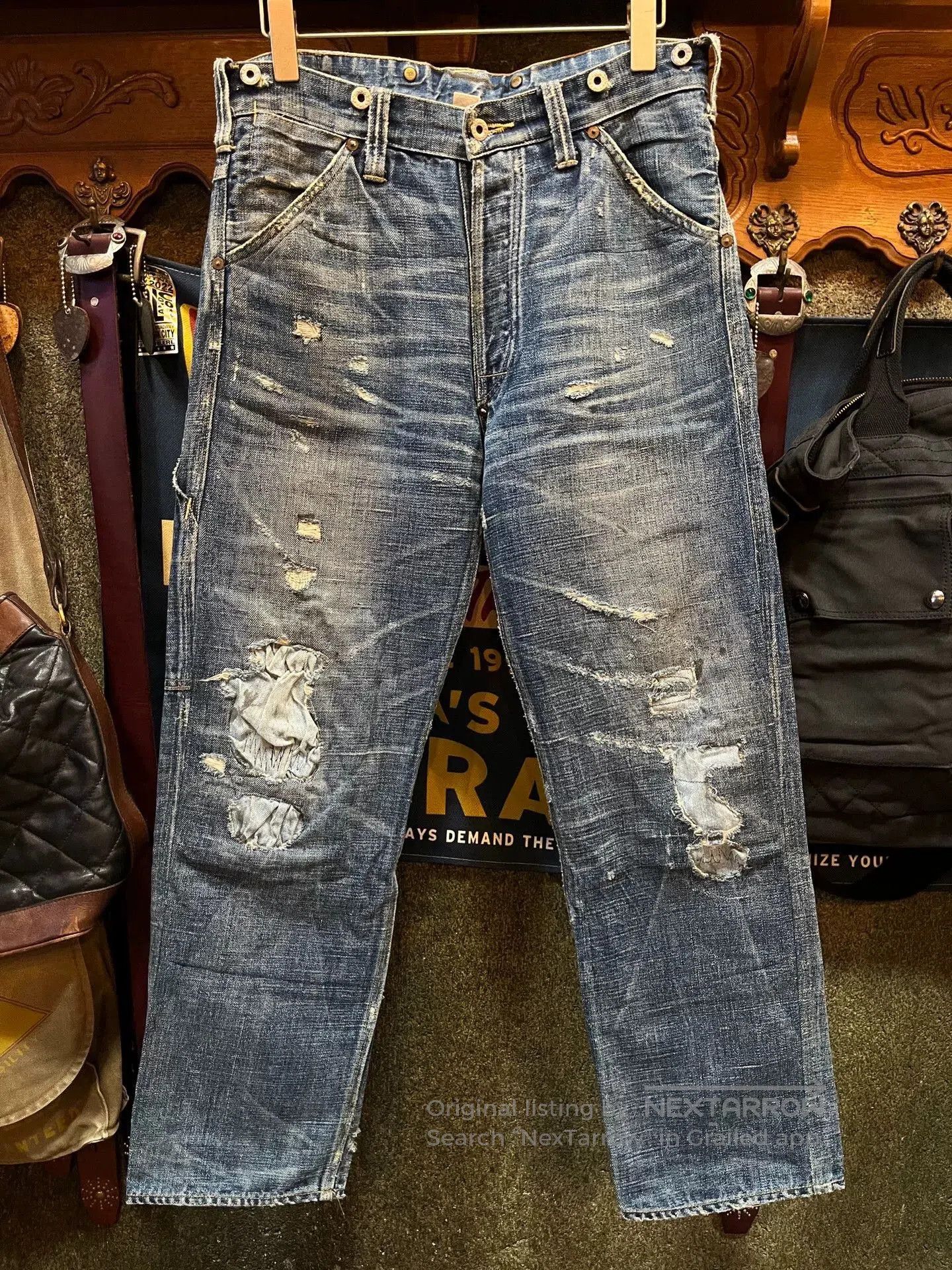 RRL Ralph Lauren distressed rrl patchwork denim jeans. Size US 30 / EU 46 - 1 Thumbnail