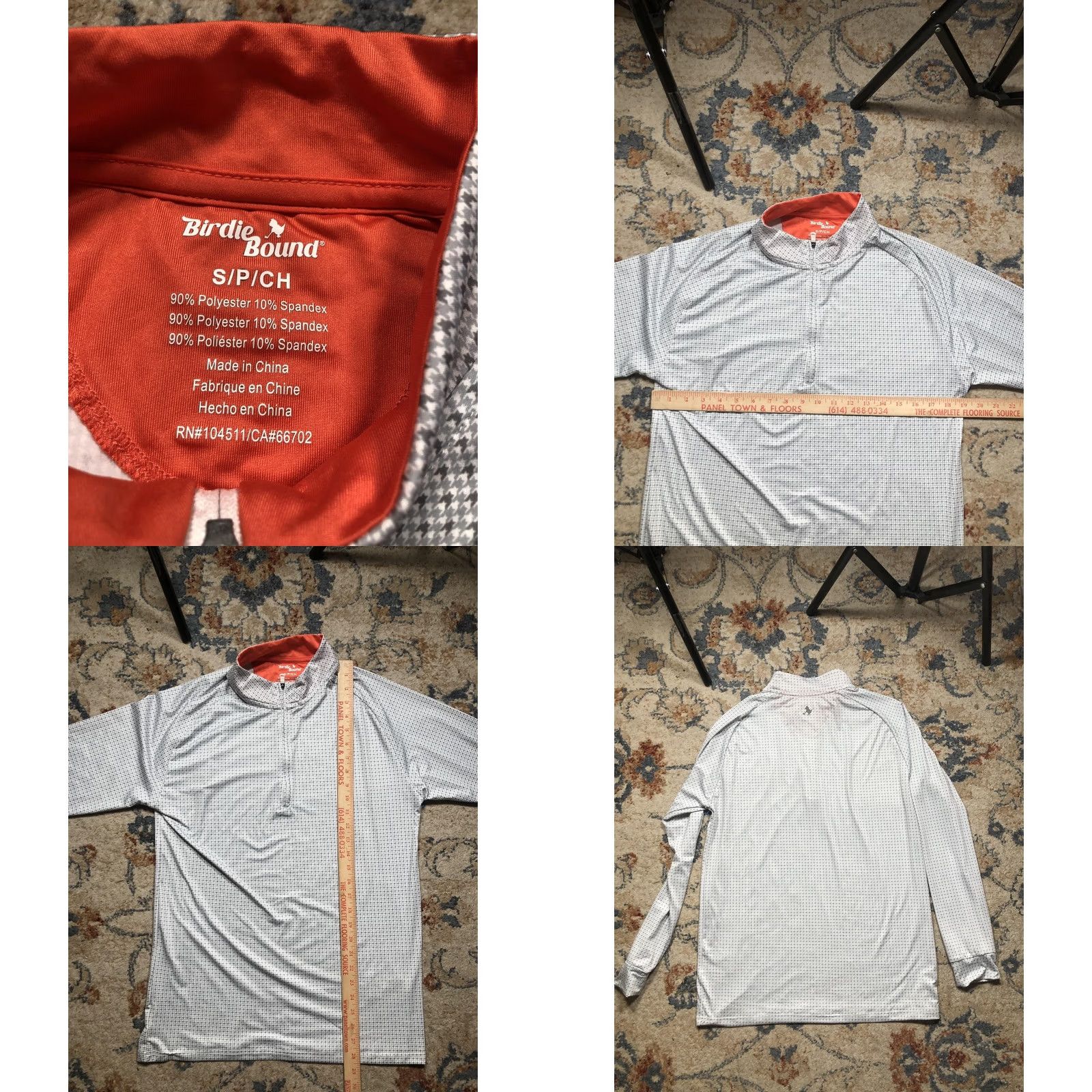 Vintage Birdie Bound Shirt Mens Small Gray Houndstooth 1/4 Zip Pullover Golf Top Lightweight Stretch Raglan Mock Neck Shirt Mens Size US S / EU 44-46 / 1 - 8 Thumbnail