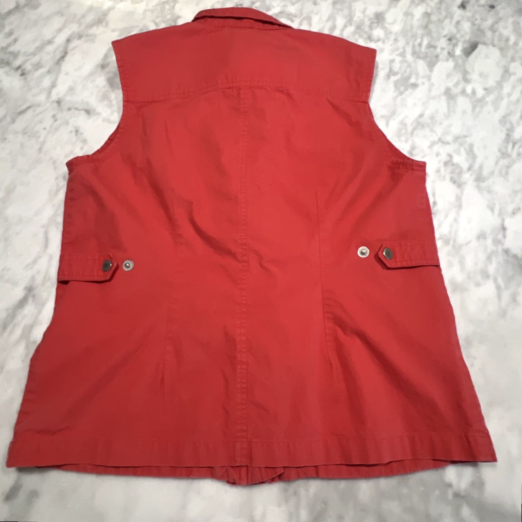 Vintage VINTAGE Scandia Woods Travel Best Vest Women’s Small Red Twill Zip Pockets Cotton Summer Spring Mid-Length Sleeveless Pockets Zipper Snaps Womens Size S / US 4 / IT 40 - 6 Thumbnail