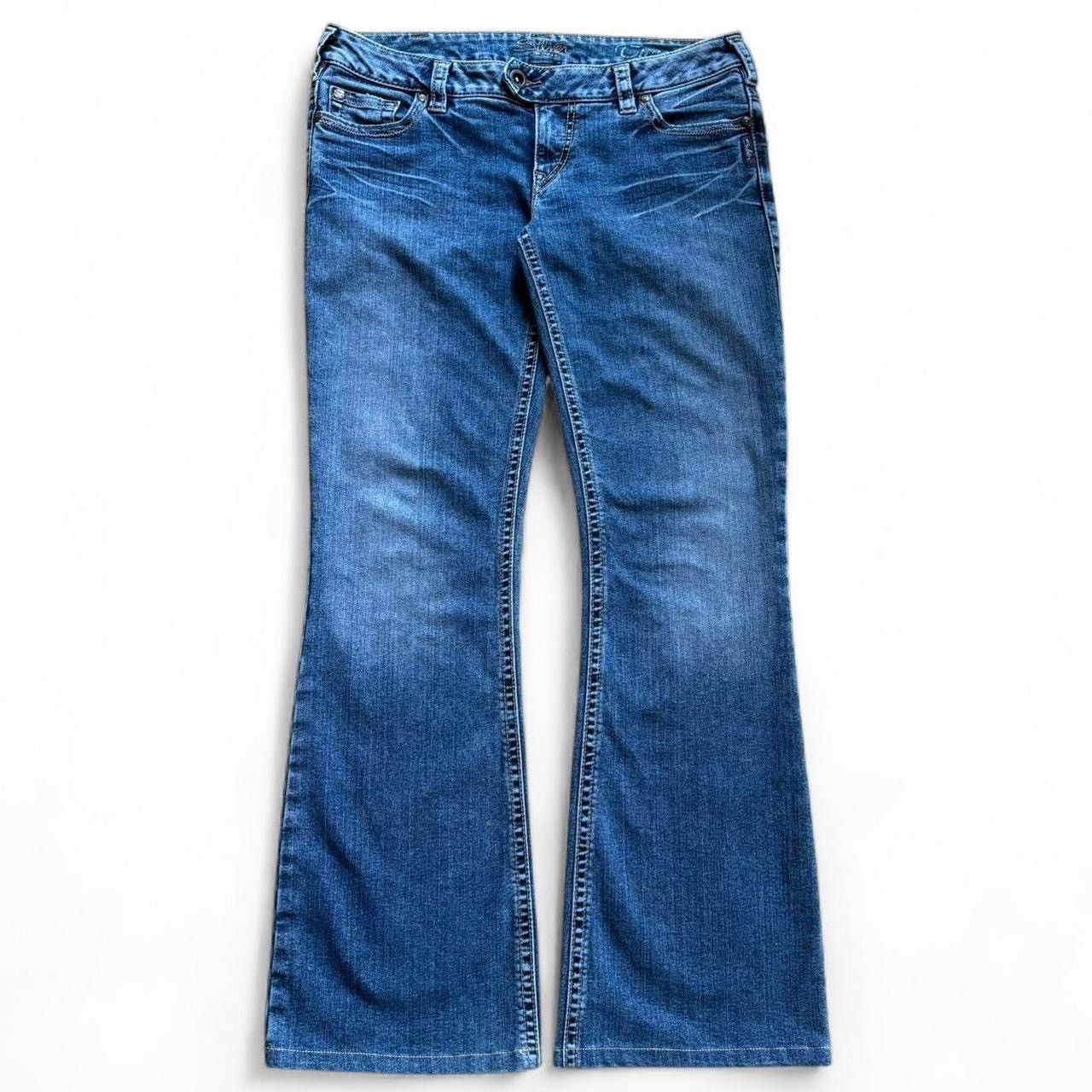 Silver Jeans Co. × Vintage Vintage Y2K Faded Blue Low Rise Flare Denim Jeans Size 33" - 1 Thumbnail