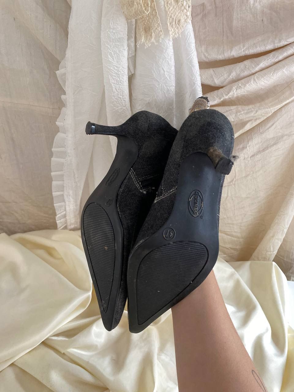 Vintage Vintage denim grey mid calf boots Size US 7 / IT 37 - 3 Thumbnail