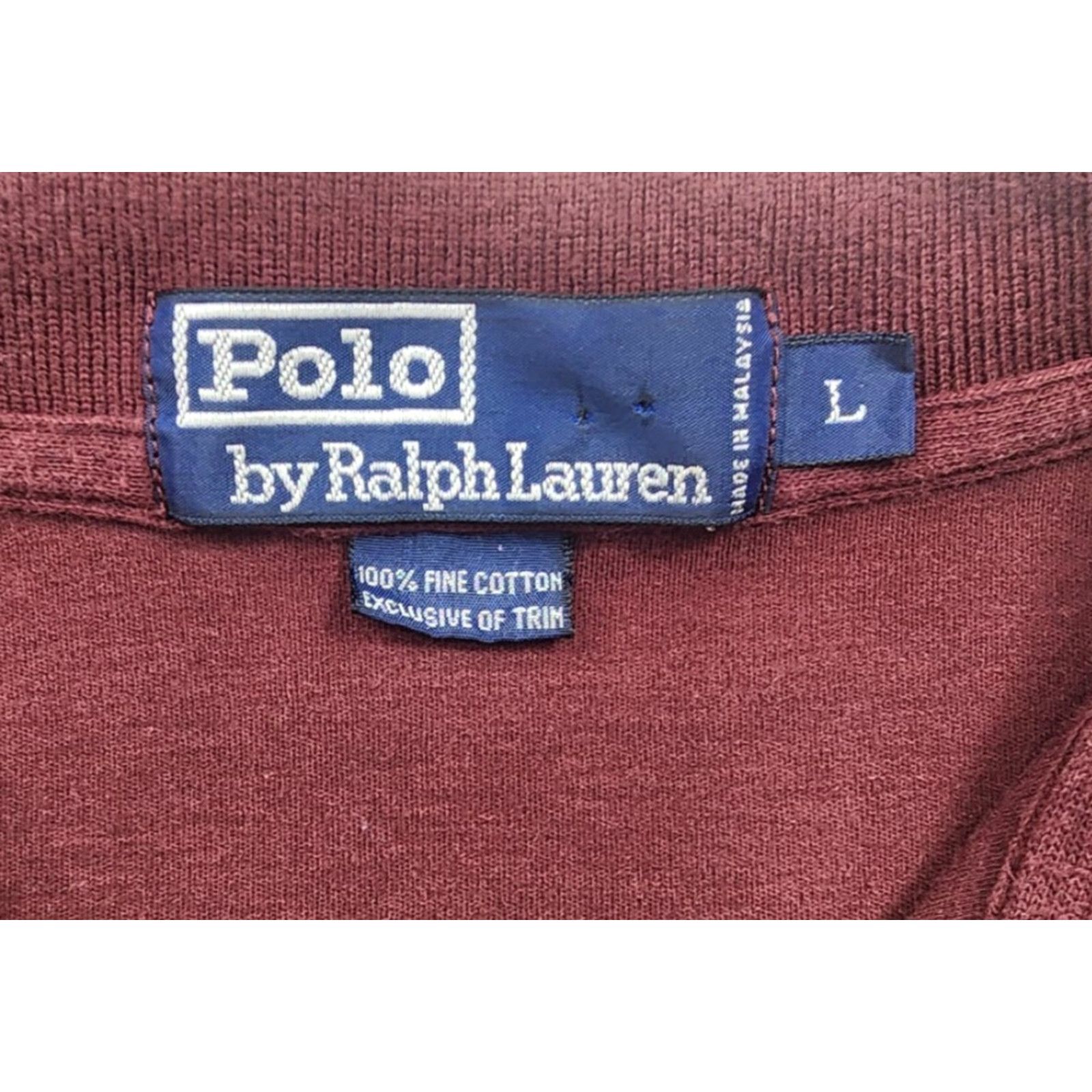 Polo Ralph Lauren VINTAGE Polo Ralph Lauren Polo Shirt Mens Large Burgundy Golf Crest Embroidered Classic Cotton Polo by Ralph Lauren Mens Size US L / EU 52-54 / 3 - 5 Thumbnail