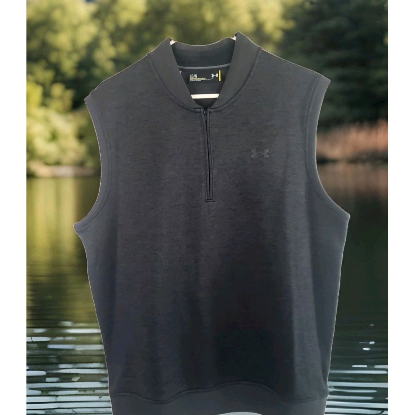 Under Armour Under Armour Vest Mens L Charcoal 1/4 Zip Stand-Up Collar Golf ColdGear Stretch Solid Gray Size US L / EU 52-54 / 3 - 2 Thumbnail
