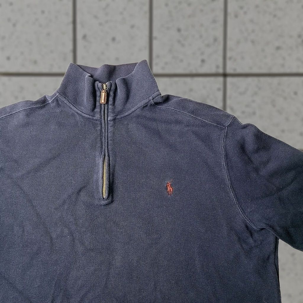 Polo Ralph Lauren Polo Ralph Lauren Sweater Mens Large Navy 1/4 Zip Pullover Dark Blue Knit Mock Neck Logo Pony Size US L / EU 52-54 / 3 - 1 Thumbnail