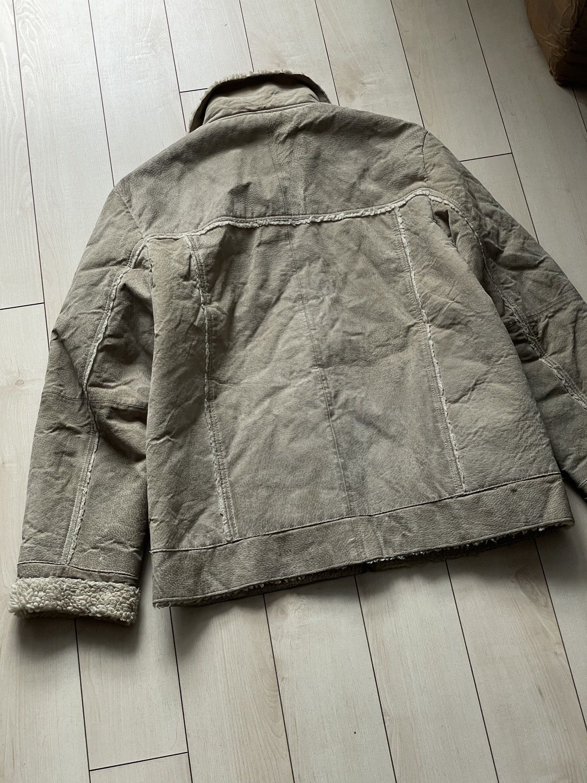 Vintage Beige Leather jacket with teddy fur inside Size US M / EU 48-50 / 2 - 3 Thumbnail