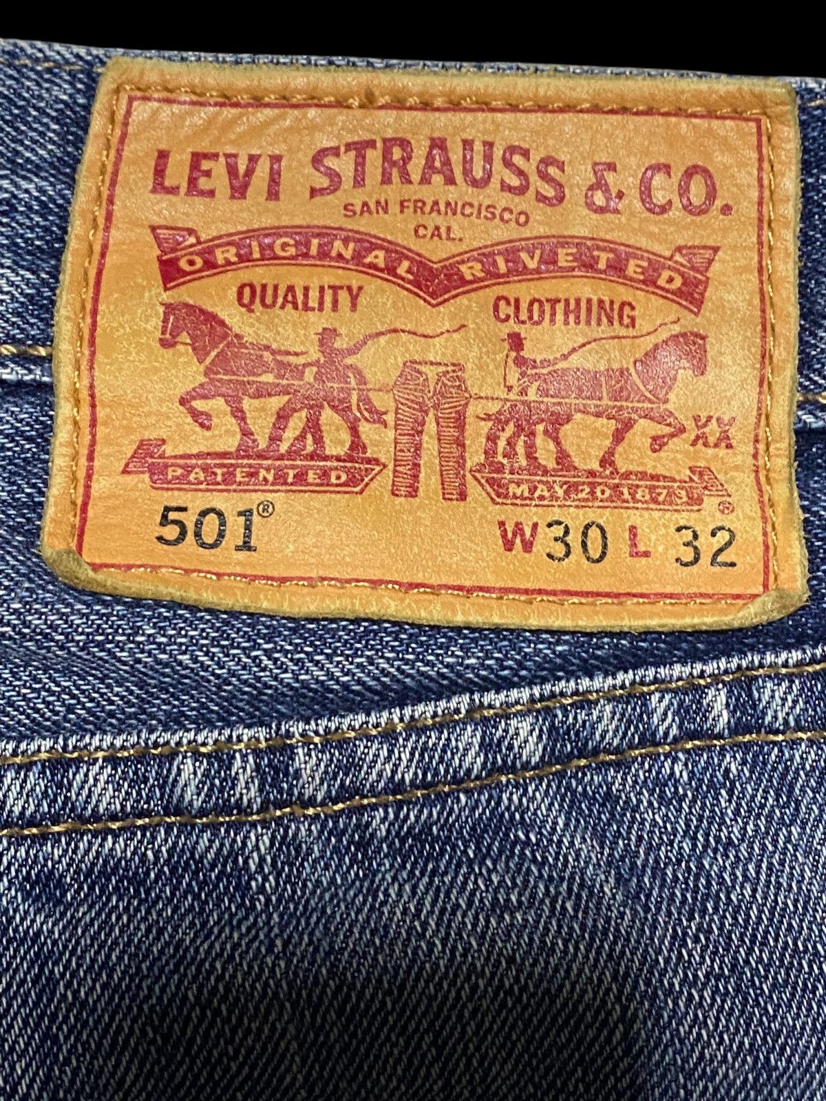 Levi's Levis 501 Blue Wash Distressed Slim Jeans Size US 31 - 13 Thumbnail