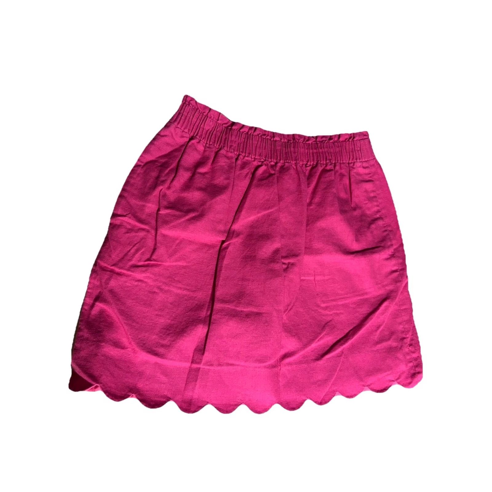 J.Crew J.CREW Linen Blend Skirt Women Size 8 Pink Scalloped Trim Elastic Waist Knit Solid Long Vintage: No Size 30" / US 8 / IT 44 - 2 Thumbnail