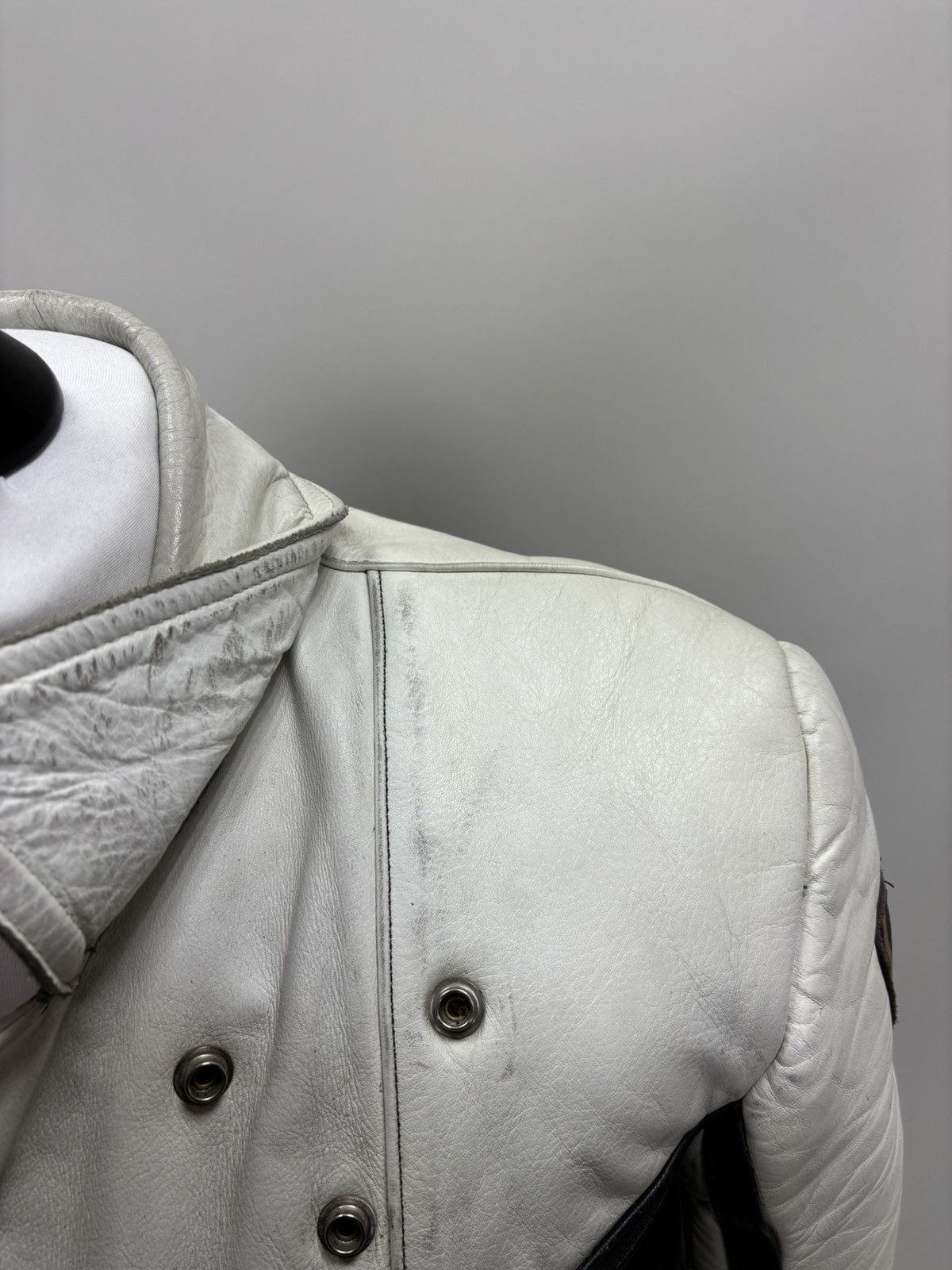 Other Mens leather biker jacket Higway Size 50 Color White/Black Size US M / EU 48-50 / 2 - 11 Thumbnail