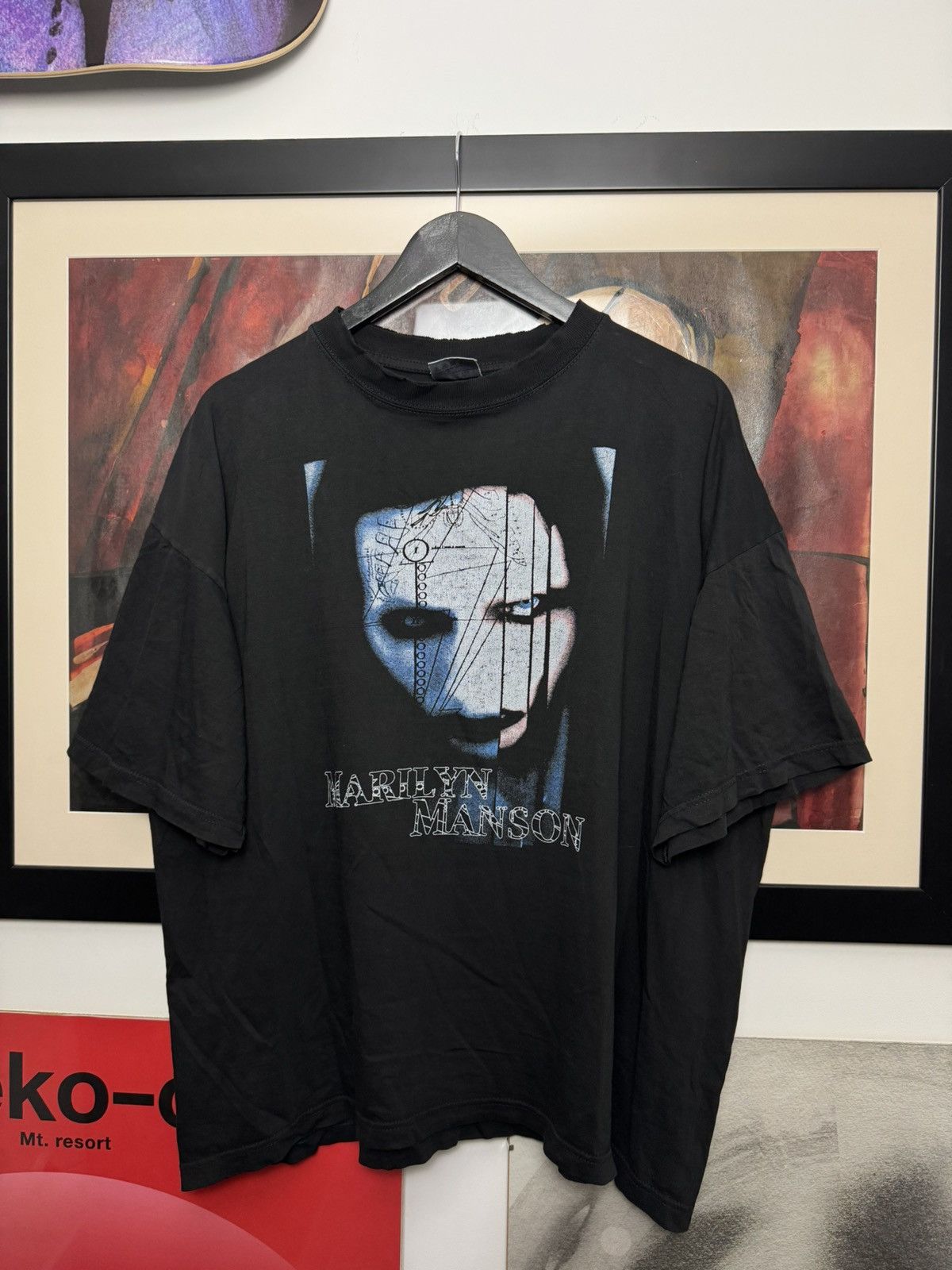 Band Tees Marilyn Manson Vintage 90s Washed Black Band Rock Tee Rare Size US XL / EU 56 / 4 - 1 Thumbnail