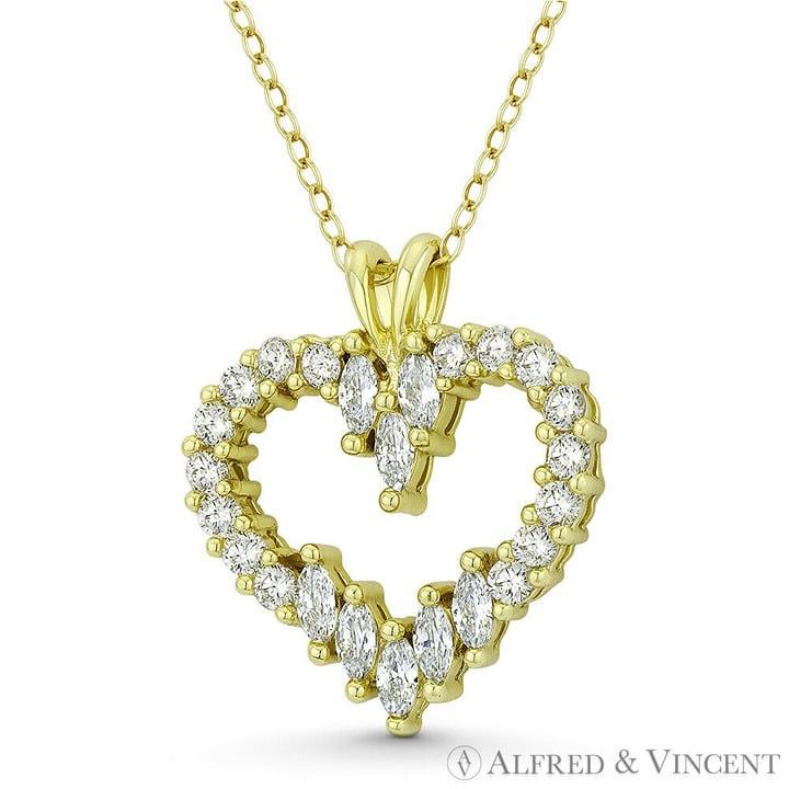 Other Heart Charm Pear & Round CZ Pendant in .925 Sterling Silver Size ONE SIZE - 1 Preview