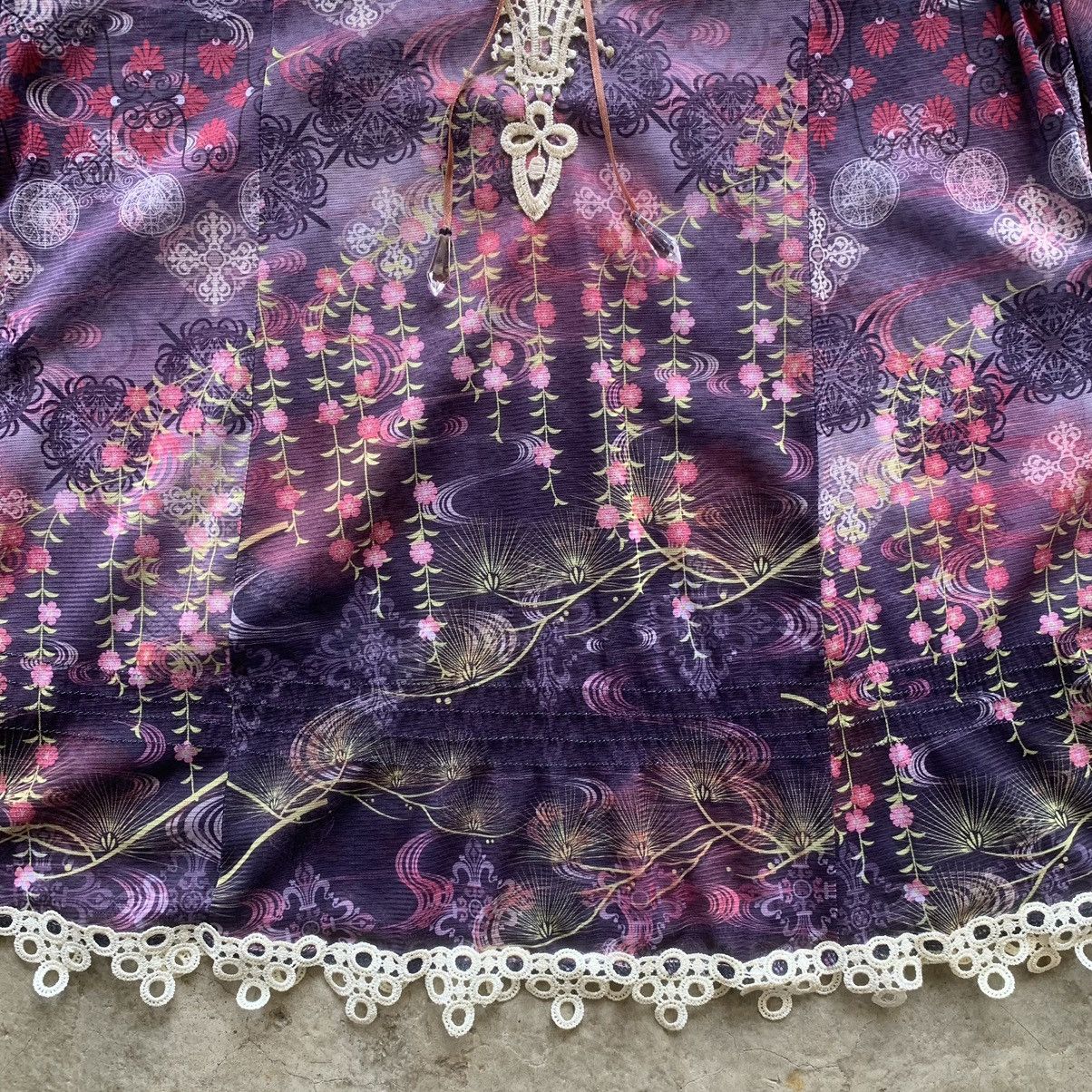 Japanese Brand Ozz Oneste Lace Trim Floral Blouse Size S / US 4 / IT 40 - 2 Thumbnail