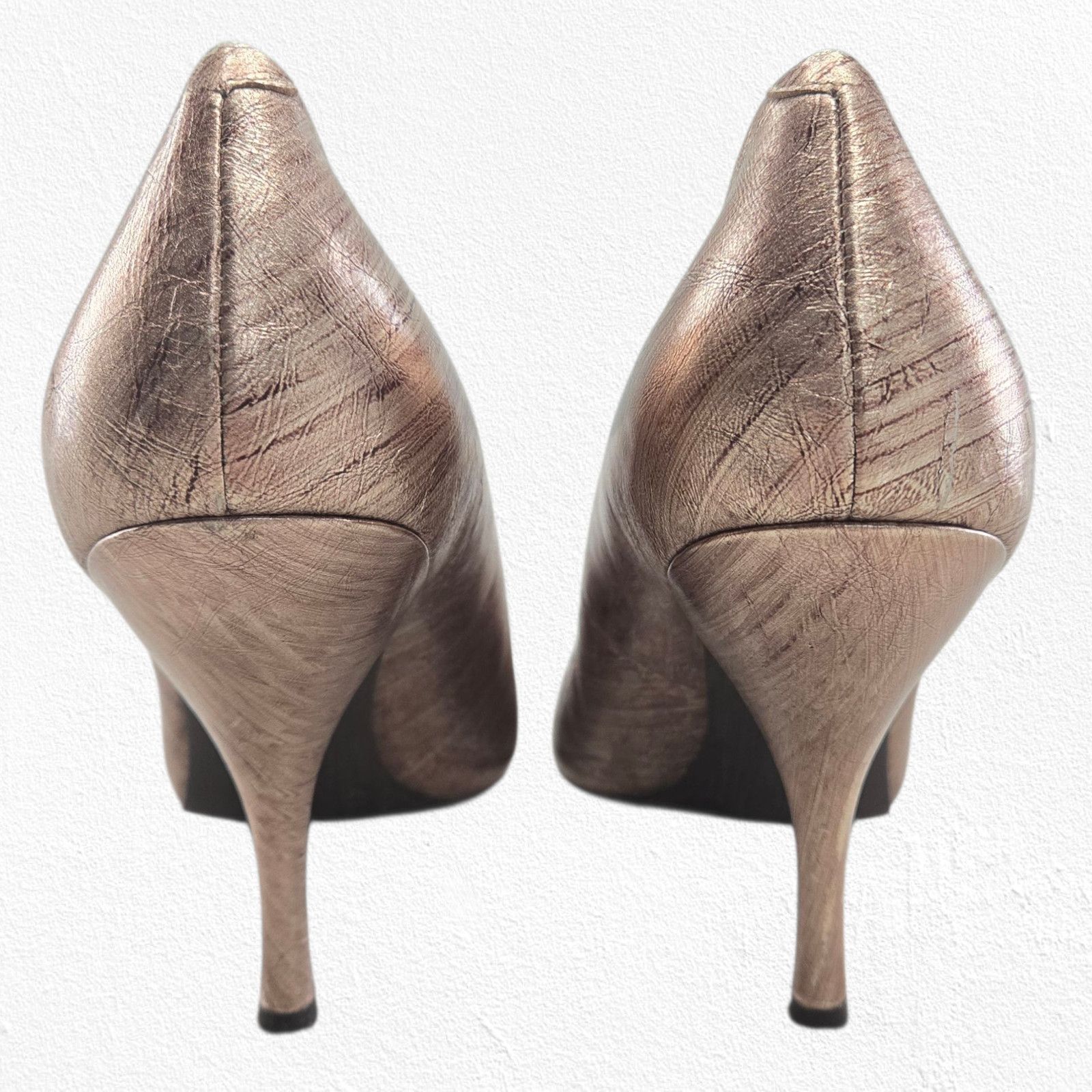 Bcbgmaxazria BCBGeneration Bronze Metallic Peep Toe Stiletto Heels Size 9 Size US 9 / IT 39 - 4 Thumbnail