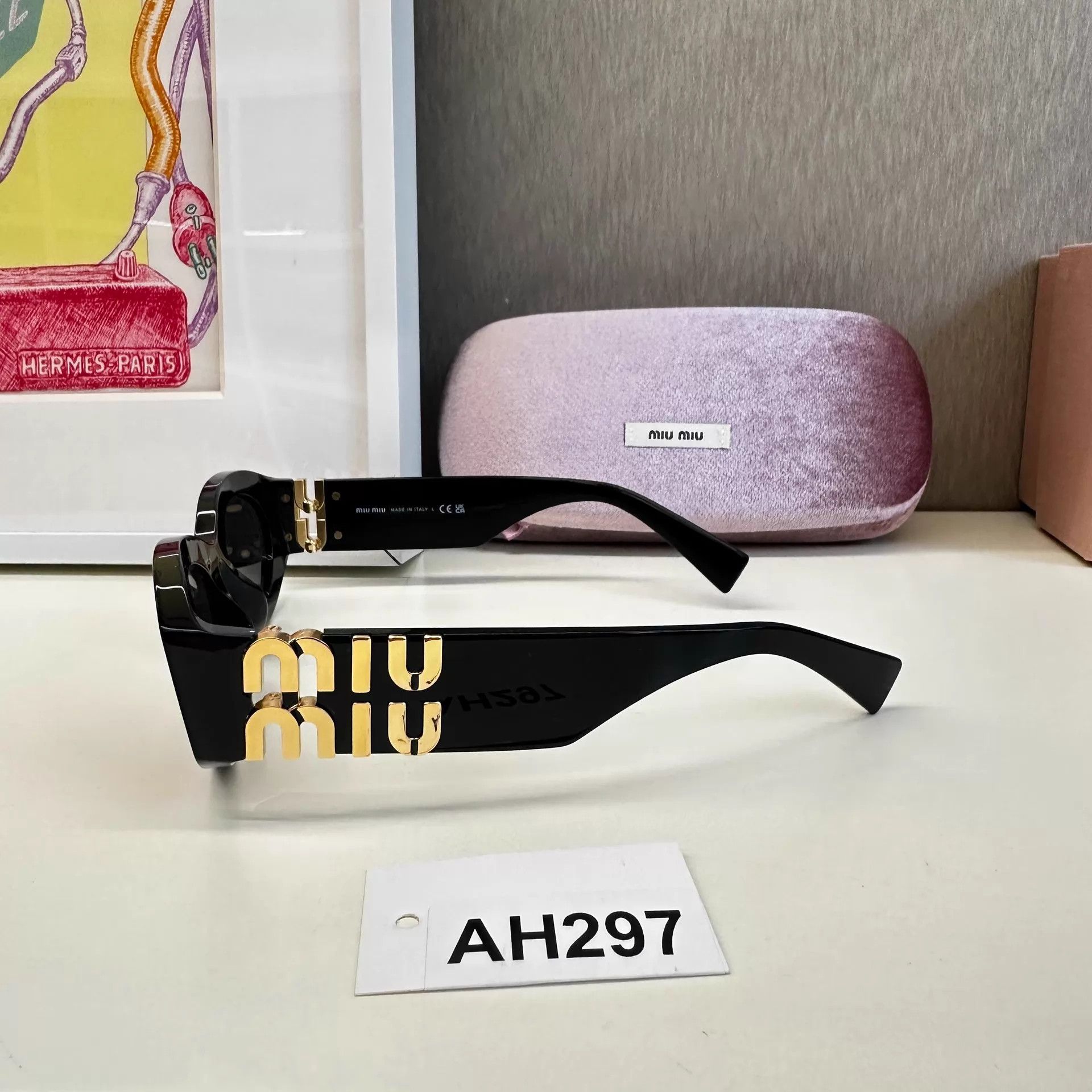 Miu Miu MIU MIU Gold Sunglasses w/Case Like New AH297 Size ONE SIZE - 2 Thumbnail