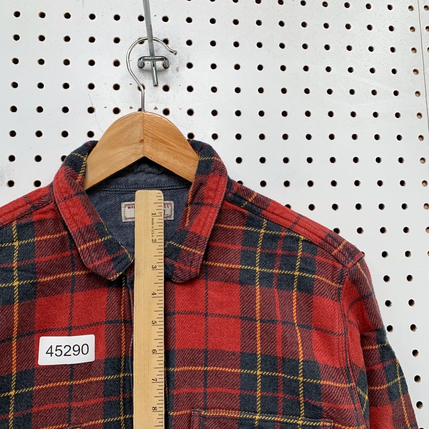 Wallace & Barnes VINTAGE Wallace & Barnes Flannel Button Shirt Mens Large Red Plaid Work Lumberjack Size US L / EU 52-54 / 3 - 7 Thumbnail