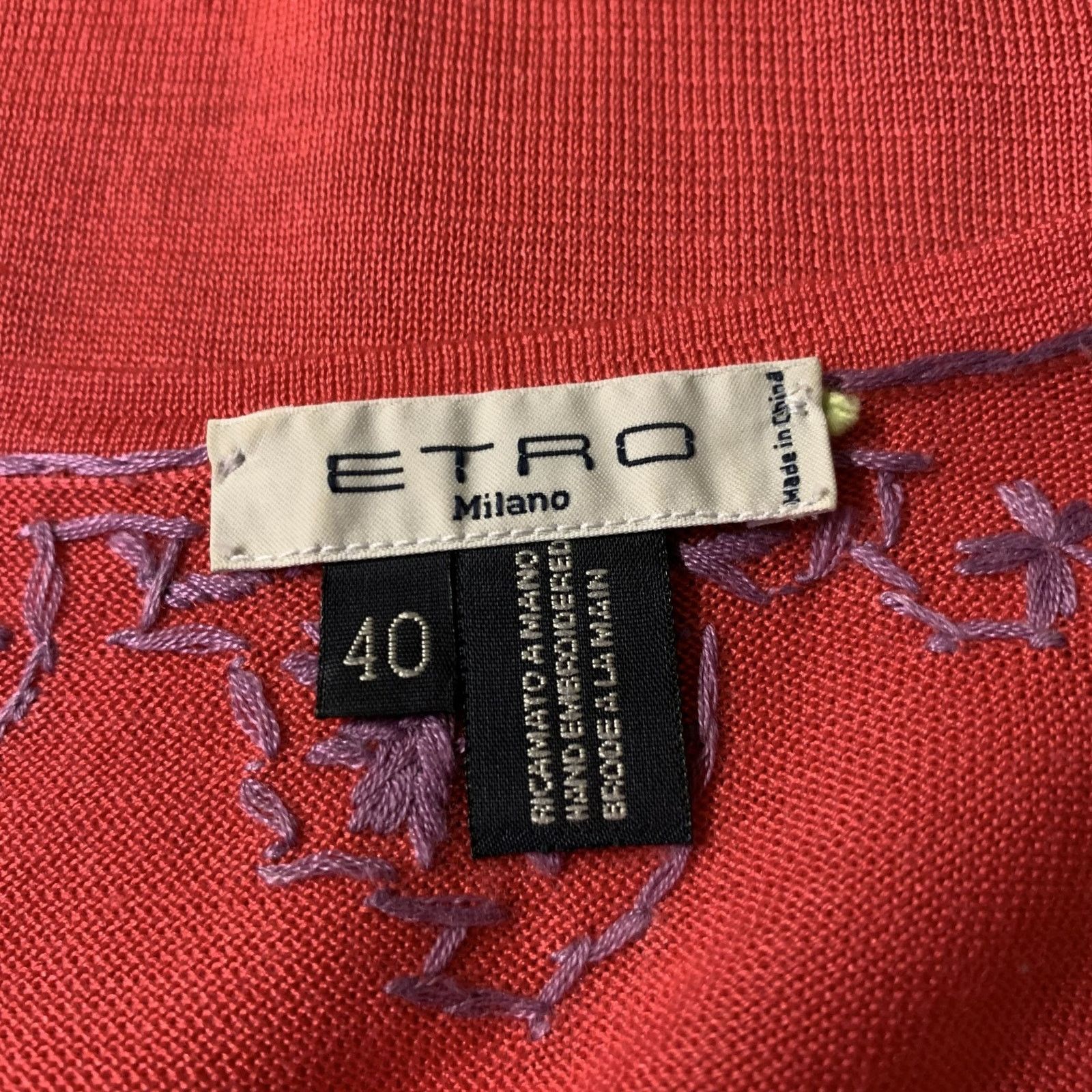 Etro ETRO Size 4 Lavender Coral Silk Embroidered Tank Casual Top Size S / US 4 / IT 40 - 5 Thumbnail