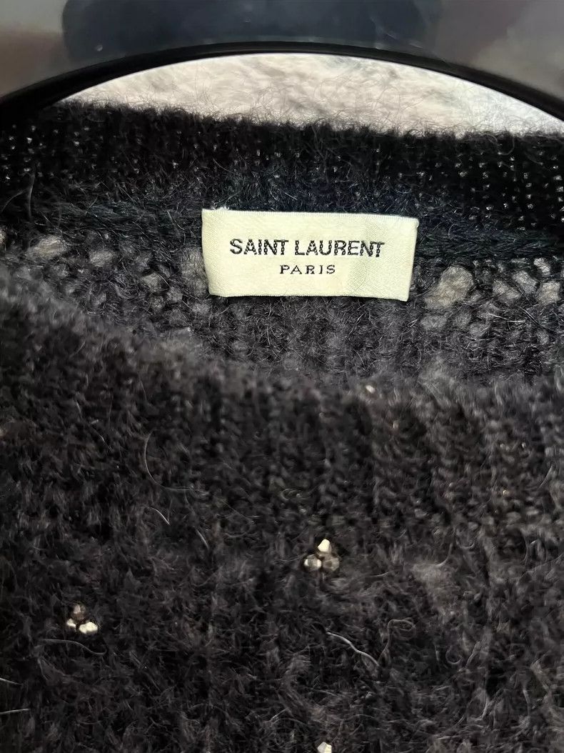 Saint Laurent Paris Saint Laurent Paris Black studded fishnet cut-out sweater N Size US S / EU 44-46 / 1 - 3 Thumbnail