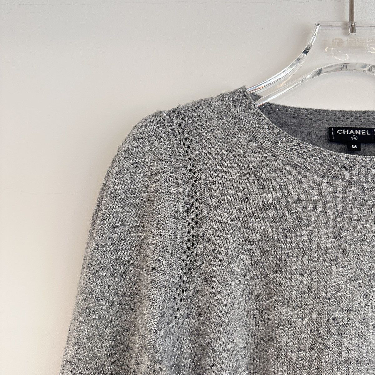 Chanel Chanel Knit Sweater, Grey Silver Shiny Fabric K26WX Size XS / US 0-2 / IT 36-38 - 4 Thumbnail