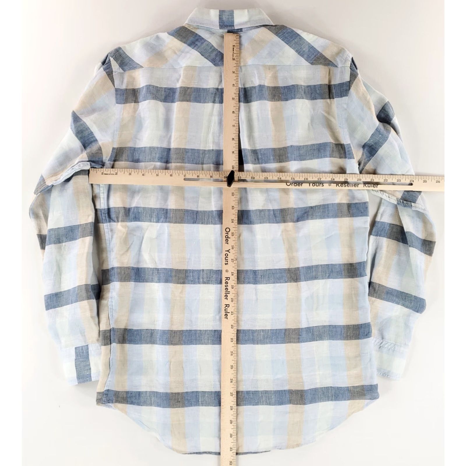 Billy Reid Billy Reid Button-Up Shirt 100% Linen Blue Tan Plaid Mens M Long Sleeve Size US M / EU 48-50 / 2 - 7 Thumbnail