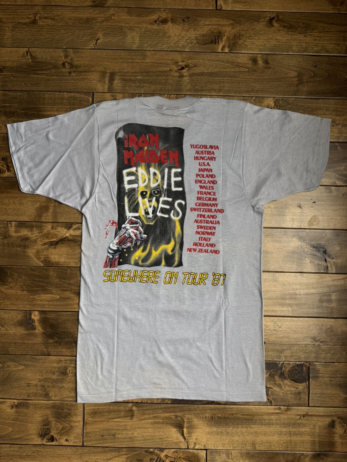 Vintage Rare Vintage Iron Maiden 80s Tour Band Tee Single Stitch Size US L / EU 52-54 / 3 - 2 Thumbnail