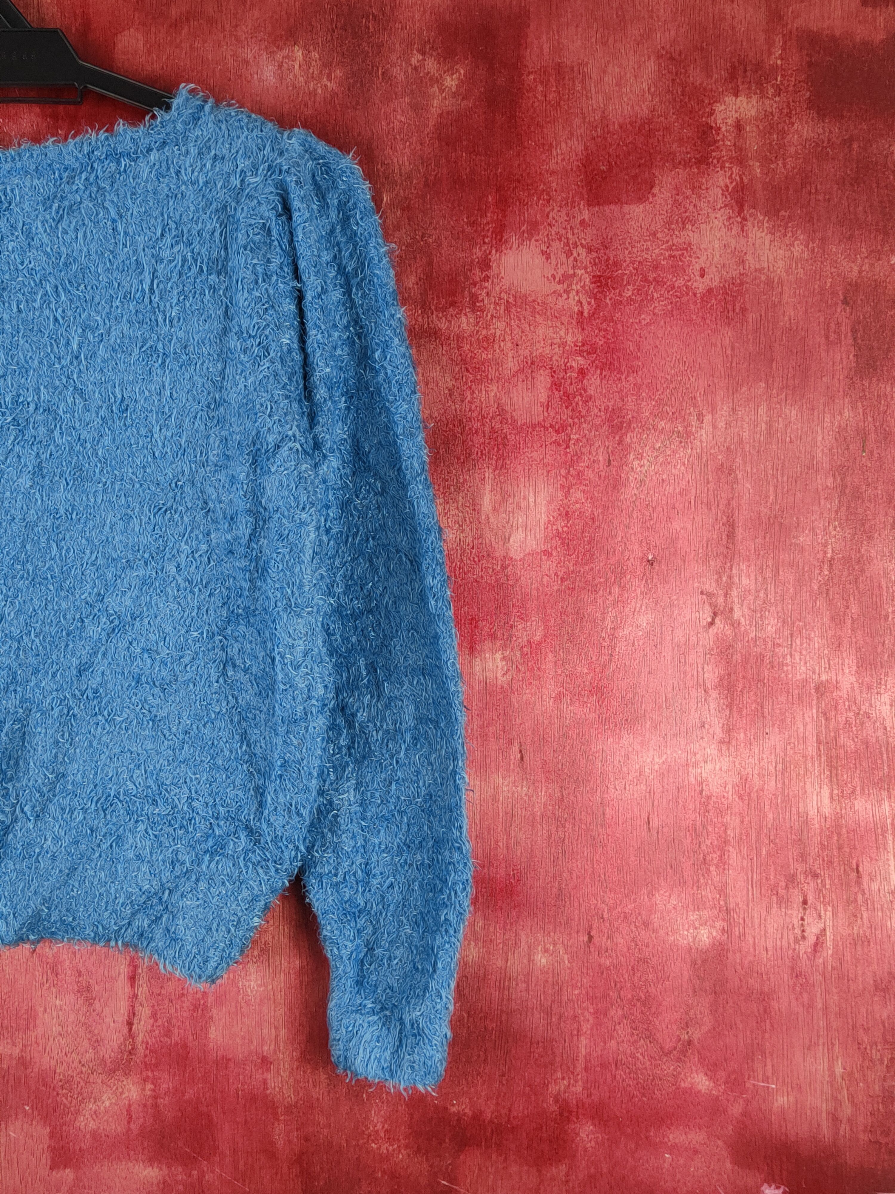GU GU Blue Shag Shaggy Fur Mohair Knitwear #S1931 Size XS / US 0-2 / IT 36-38 - 9 Thumbnail