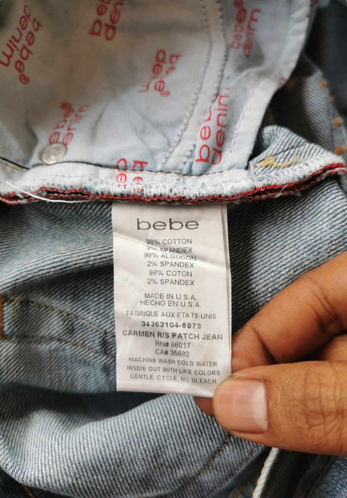 Bebe RARE Flared Bebe Denim Carmen Patchwork Jeans Size 29" - 10 Thumbnail