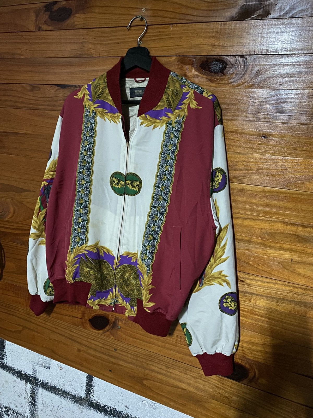 Japanese Brand Vintage RIFRAT Authentic Baroque Knight Print Bomber Jacket Size US L / EU 52-54 / 3 - 4 Thumbnail