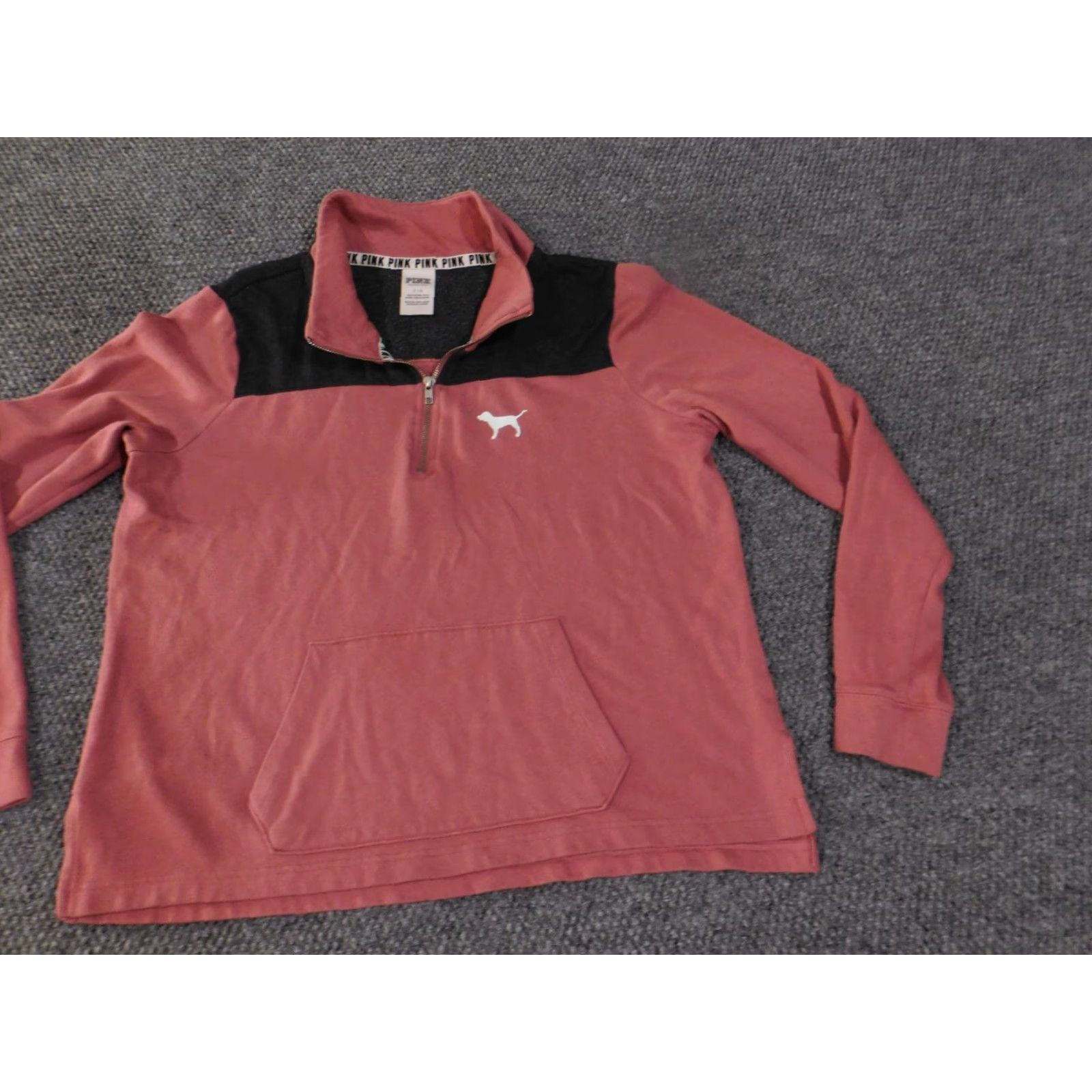 Pinko PINK Victoria's Secret Pullover Sweatshirt Womens Large Quarter Zip Dog Logo Size L / US 10 / IT 46 - 4 Thumbnail