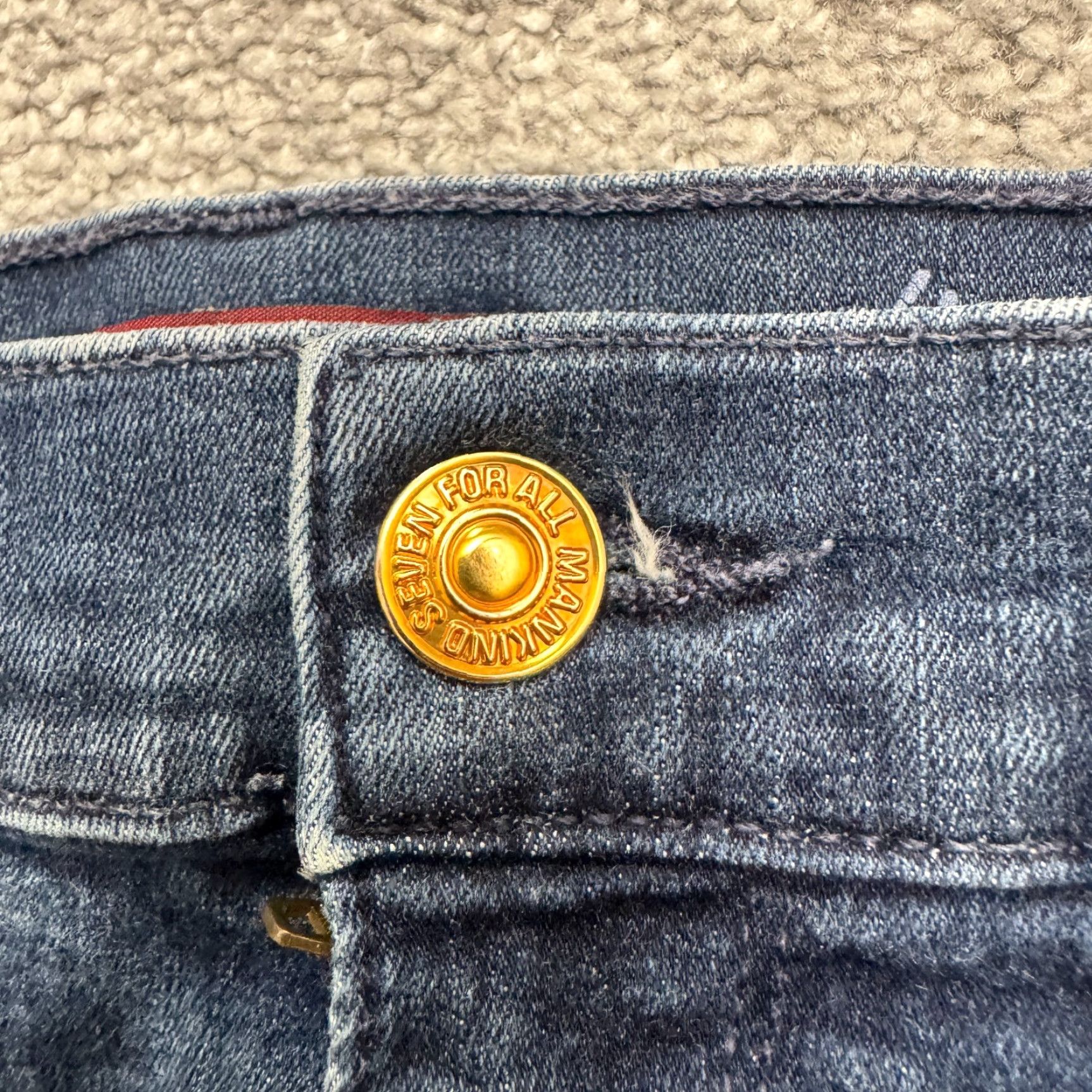 7 For All Mankind 7 For All Mankind Slim Straight Denim Jeans Womens 24 Blue Dark Wash Mid Rise Size 24" / US 00 / IT 34 - 3 Thumbnail