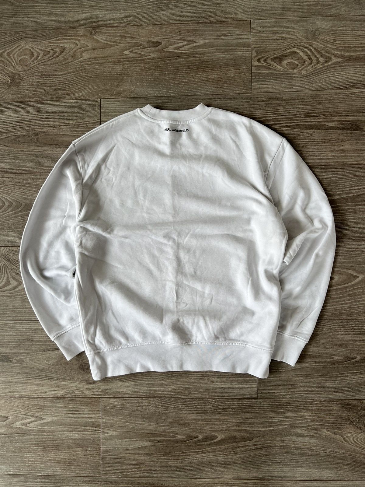 Designer × Karl Lagerfeld ‼️Karl Lagerfeld Cara❤️Karl Big Knit Logo White Sweatshirt‼️ Size US L / EU 52-54 / 3 - 14 Thumbnail