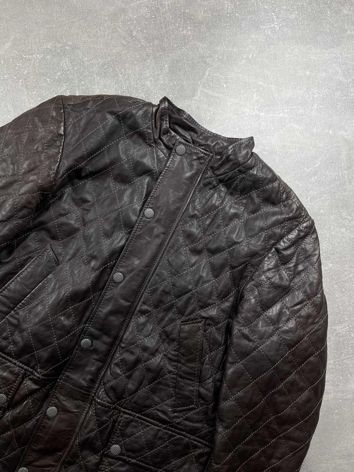 Genuine Leather Digel Quilted Genuine Dark Brown Leather Jacket Size 56 Size US XL / EU 56 / 4 - 5 Thumbnail