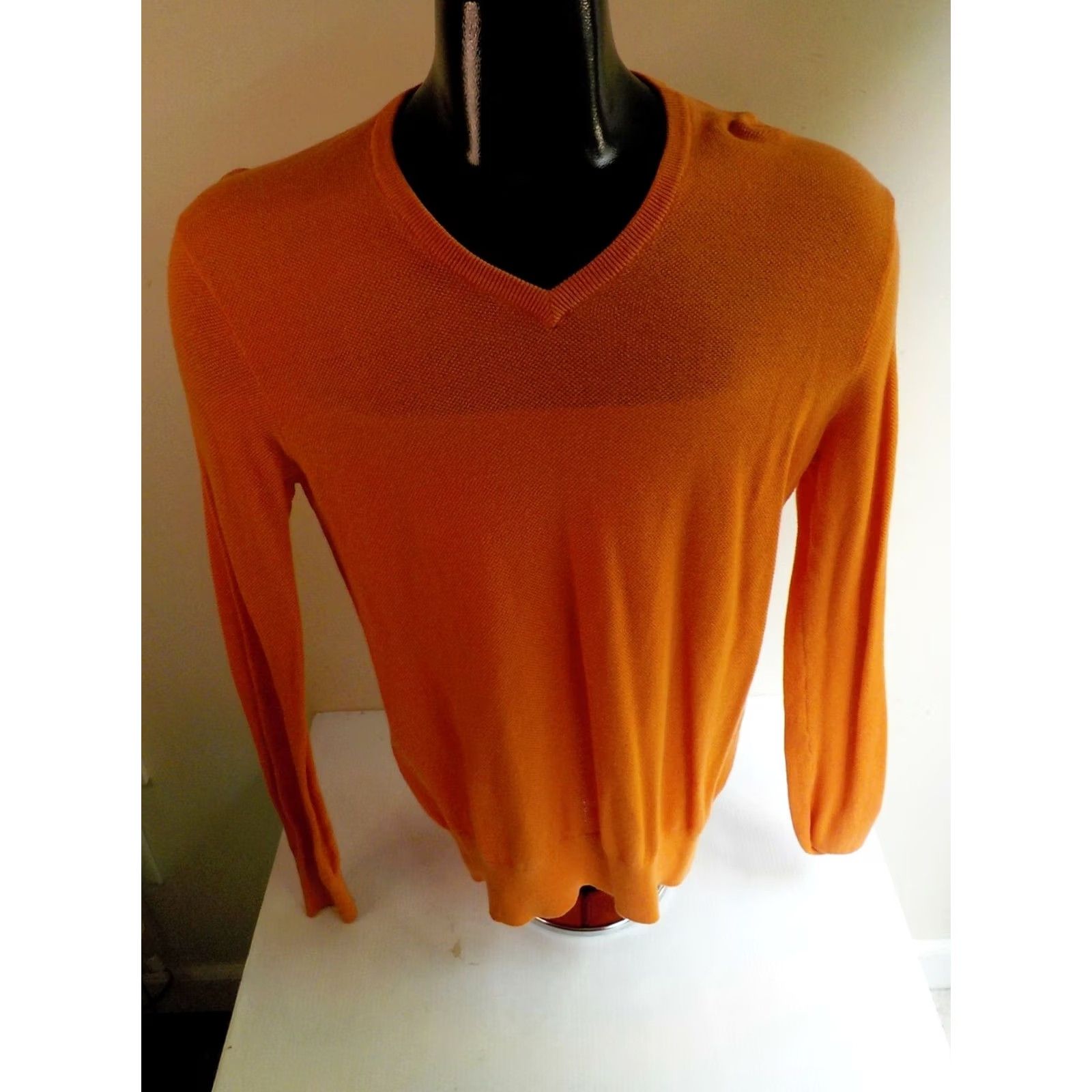 Polo Ralph Lauren Polo Ralph Lauren LS V-Neck Pullover Sweater Orange Cotton/Cashmere SZ Small Mens Pullover Knit Ribbed Neckline Cuffs Waistband Good Condition Size US S / EU 44-46 / 1 - 2 Thumbnail