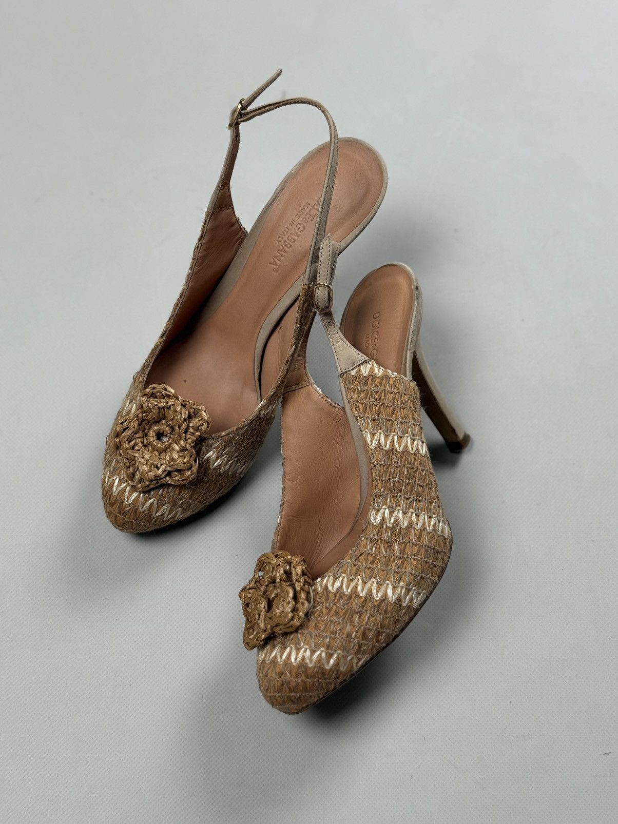 Dolce & Gabbana Dolce & Gabbana Raffia Sling Back Heels Pumps Size 37.5 Size US 7.5 / IT 37.5 - 21 Thumbnail