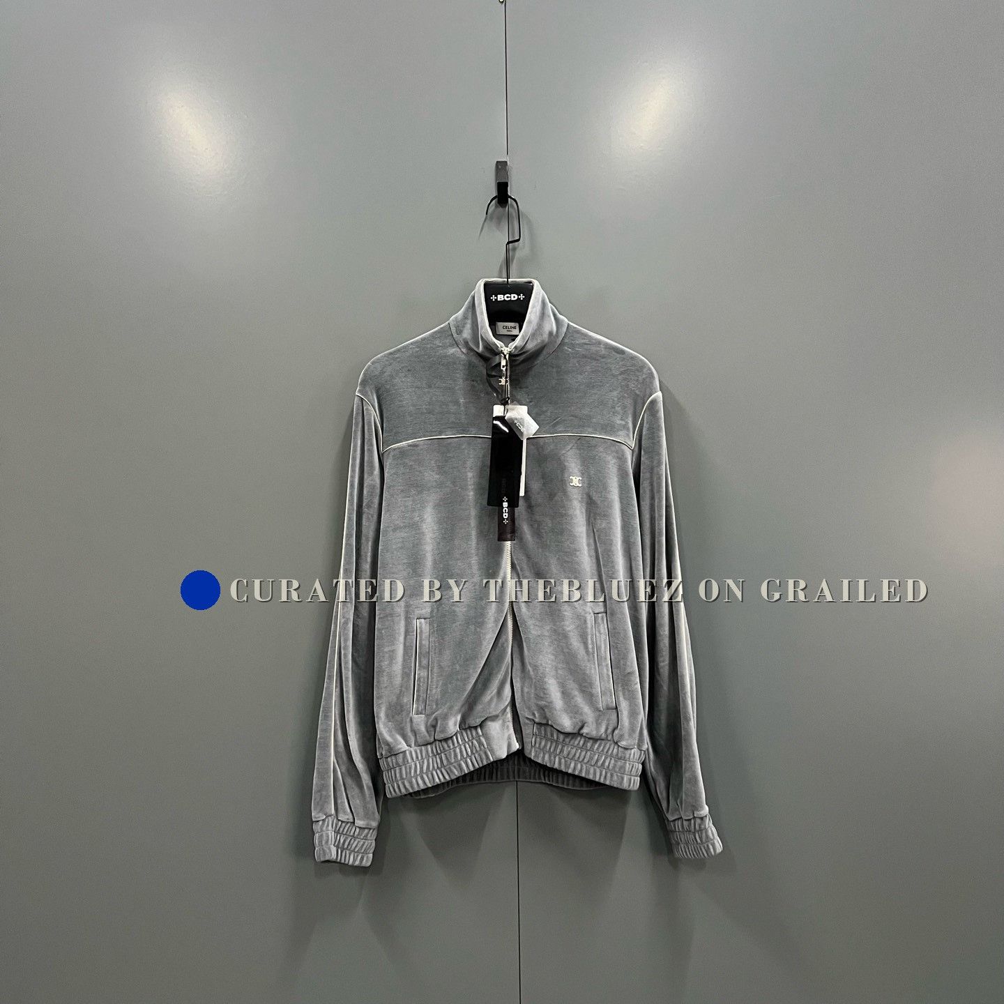 Celine Celine Triomphe Gray Velvet Coat Size S / US 4 / IT 40 - 1 Thumbnail