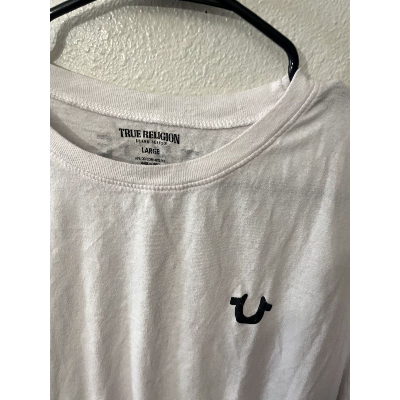 True Religion TRUE RELIGION Men's T-Shirt Large White Short Sleeve Crew Neck Solid Size US L / EU 52-54 / 3 - 2 Thumbnail