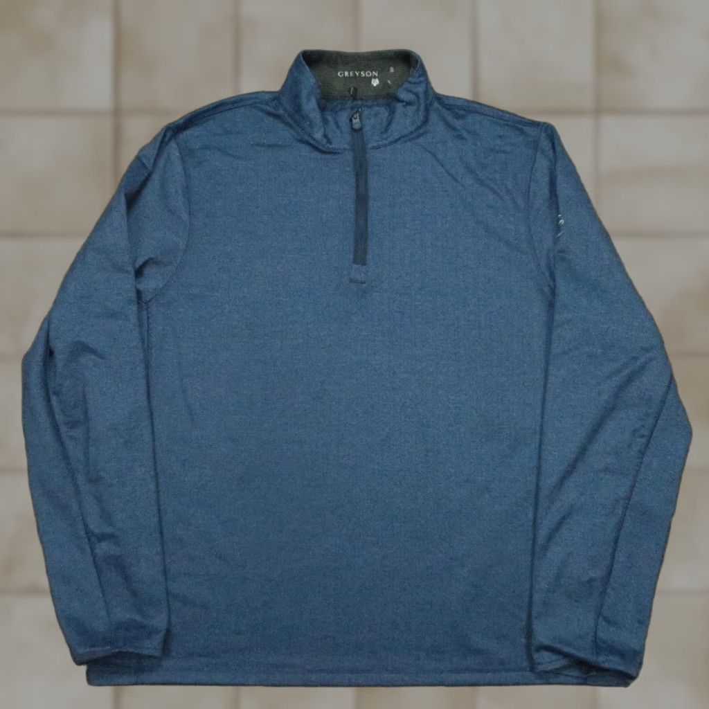 Vintage Greyson Pullover Mens XL Blue Tate Herringbone Performance 1/4 Zip Trophy Club Size US XL / EU 56 / 4 - 1 Thumbnail
