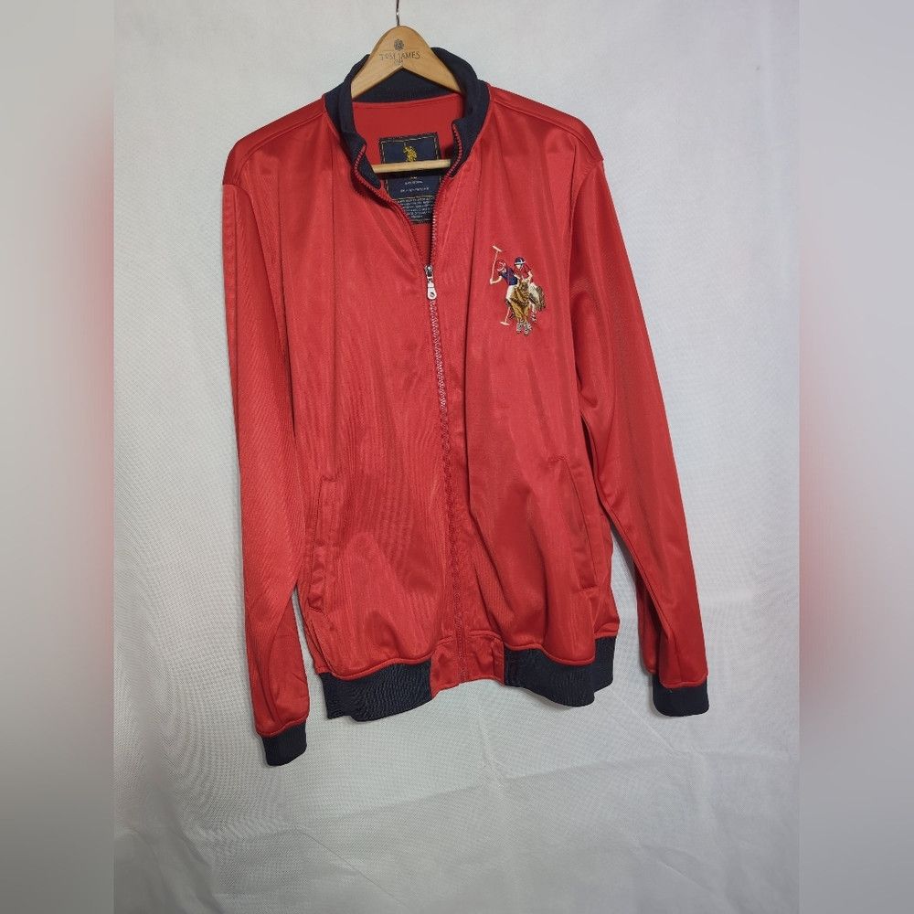 U.S. Polo Assn. US Polo Assn. Men's XL Red Satin Jacket with Embroidered Lo Size US XL / EU 56 / 4 - 7 Thumbnail