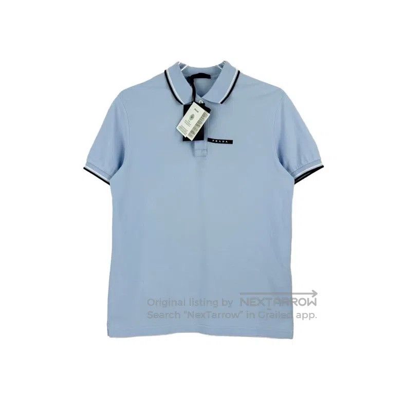 Prada Prada Light blue classic rubber logo short-sleeved polo sh Size US M / EU 48-50 / 2 - 1 Thumbnail