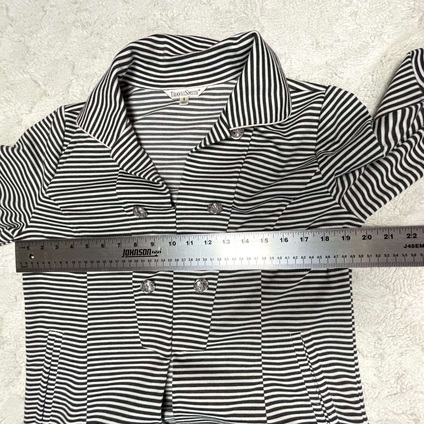 Vintage TravelSmith Womens Small Long Sleeve Knit Jacket Stripe Black White Size Small Size S / US 4 / IT 40 - 4 Thumbnail