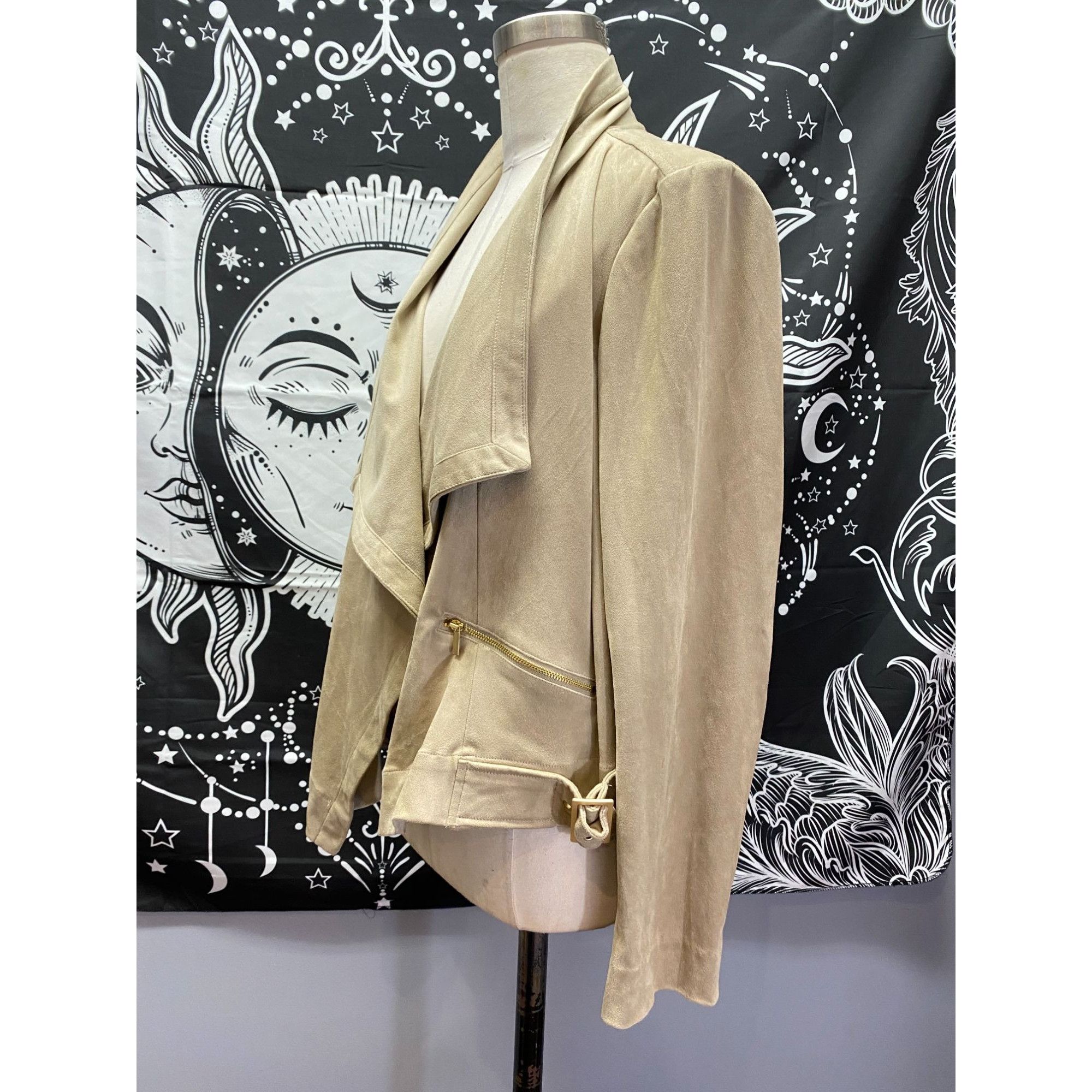 Jones New York Jones New York beige open front draped moto style jacket Lar Size L / US 10 / IT 46 - 2 Thumbnail