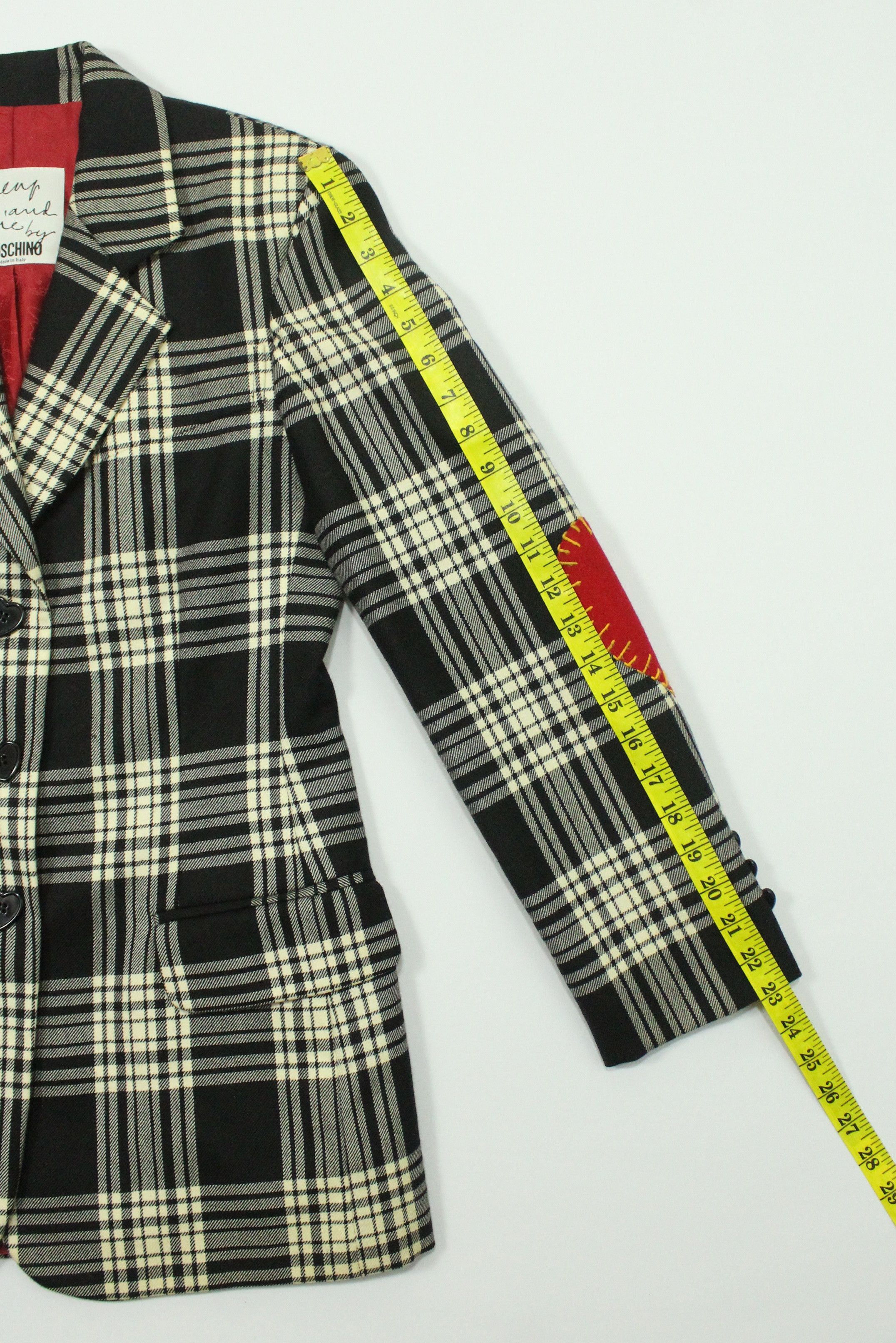 Moschino × Vintage Vintage 90s MOSCHINO CHEAP AND CHIC Jacket Tartan Love Size M / US 6-8 / IT 42-44 - 21 Thumbnail