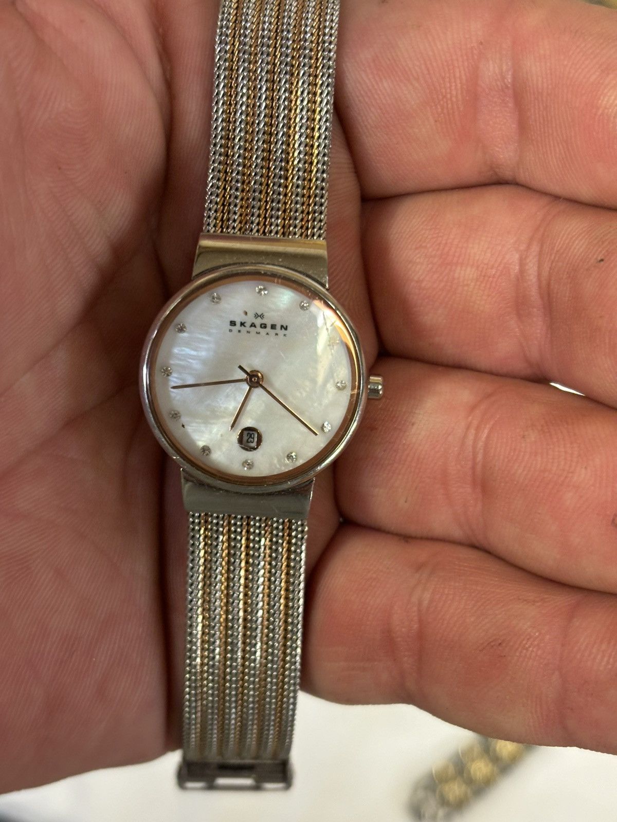 Skagen Skagen Ancher 355SSRS 2-Tone Steel Mesh Watch! New Battery! Size ONE SIZE - 2 Thumbnail